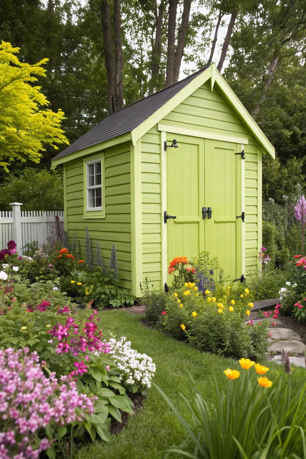 Lime green exteriors add a lively and bold statement.