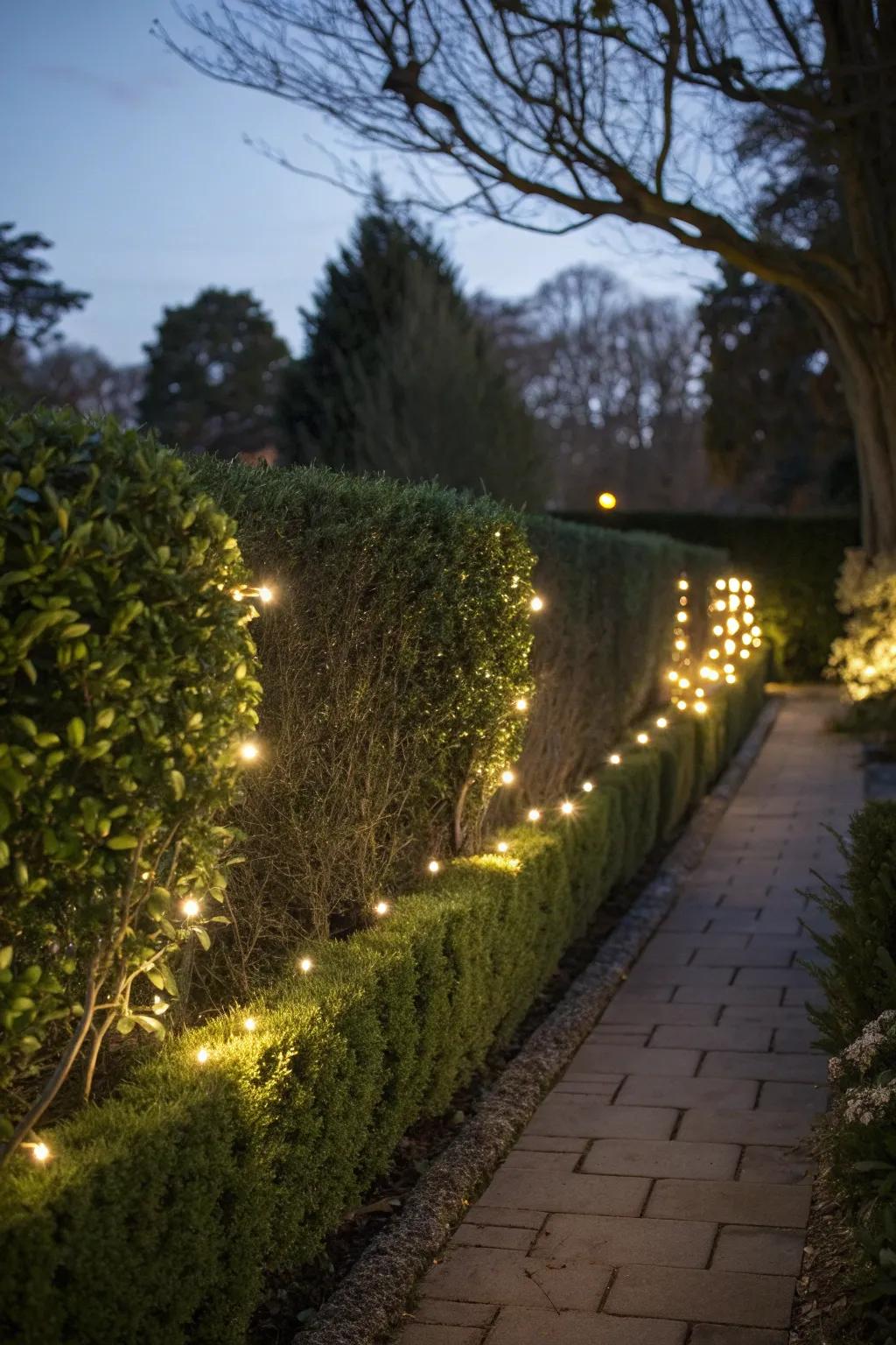 Illuminate your garden with integrated hedge lighting.