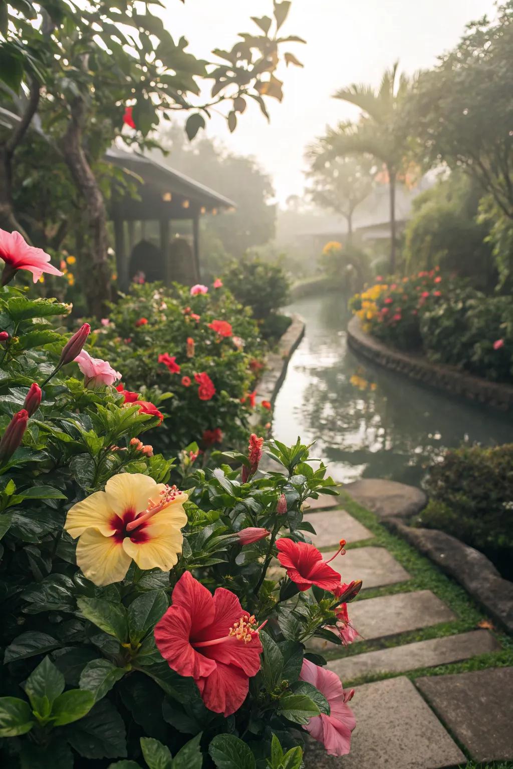 Enhance garden harmony with feng shui-inspired hibiscus placement.