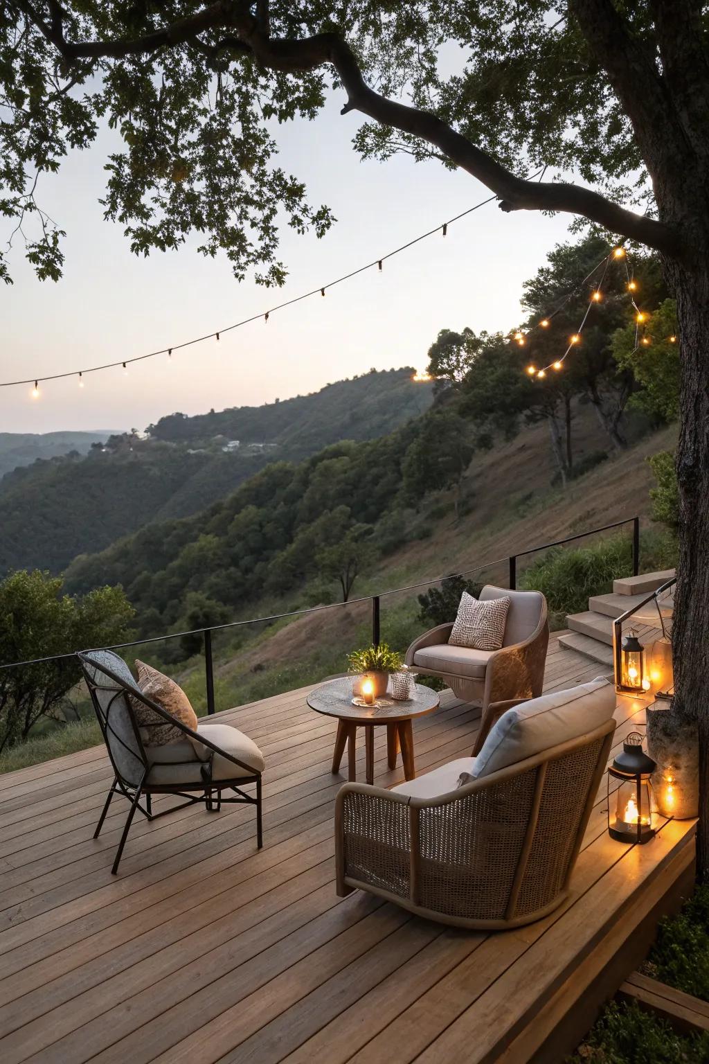 A sunken area offers a unique and intimate deck experience.