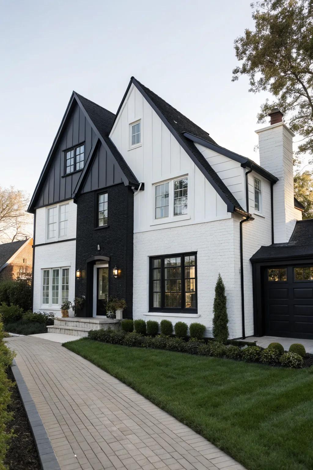Black and white contrast creates a timeless, chic look.