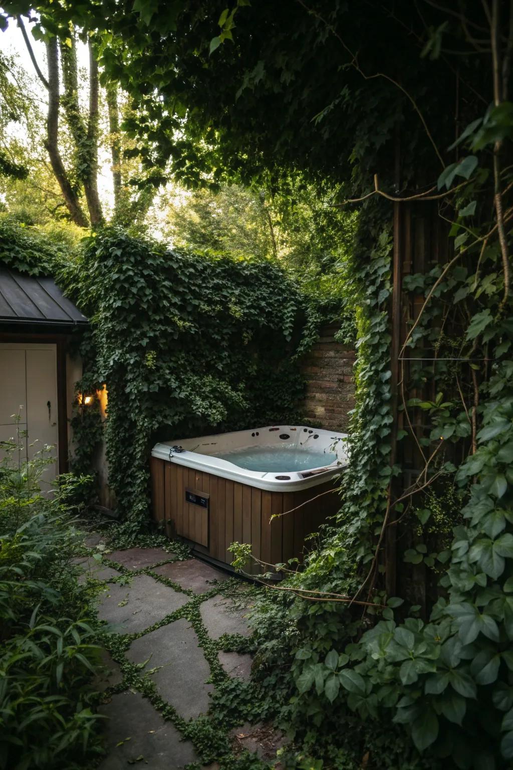 Enjoy a private soak in a hidden garden retreat.