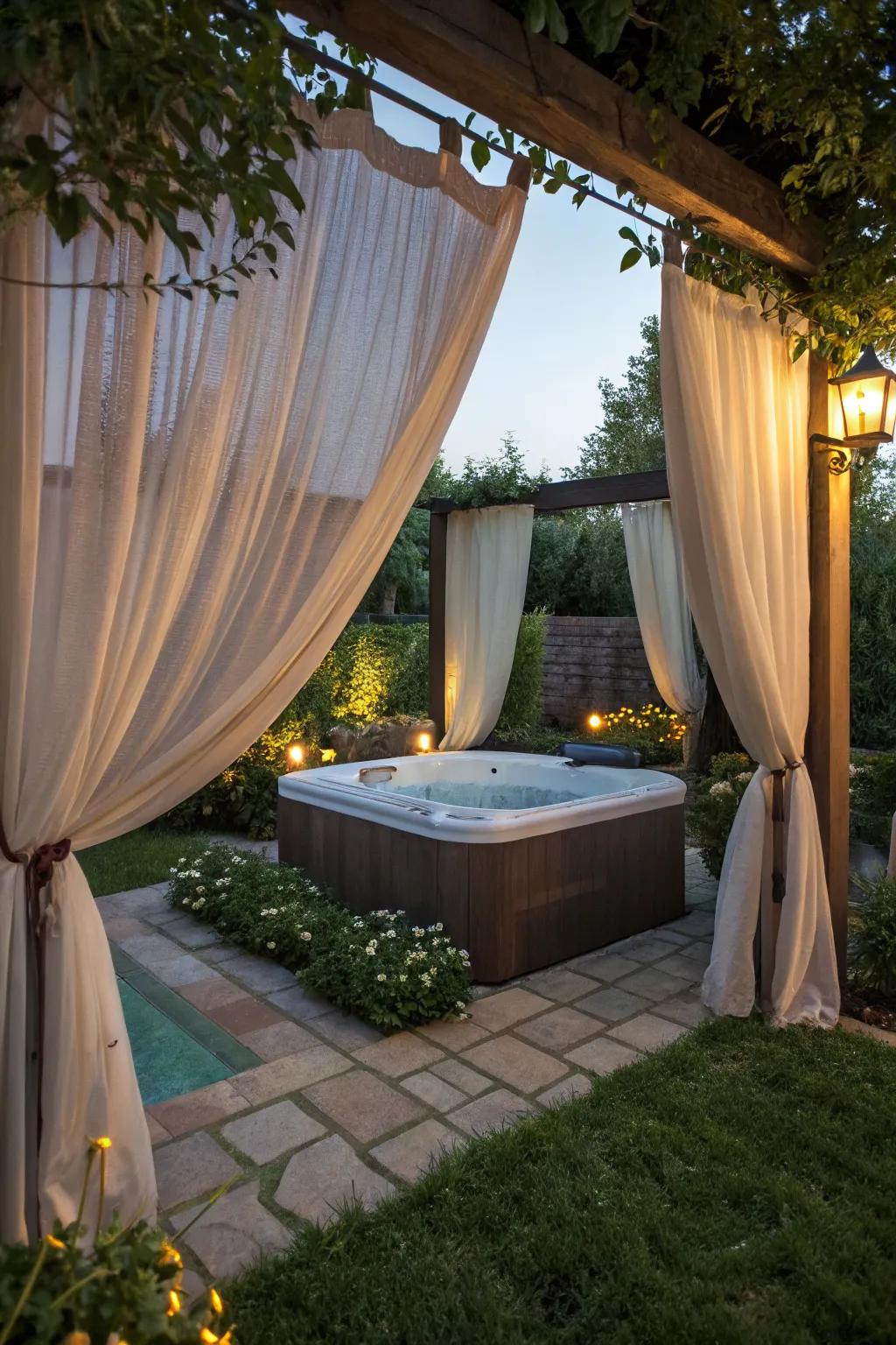 Add drama and privacy with elegant curtains.