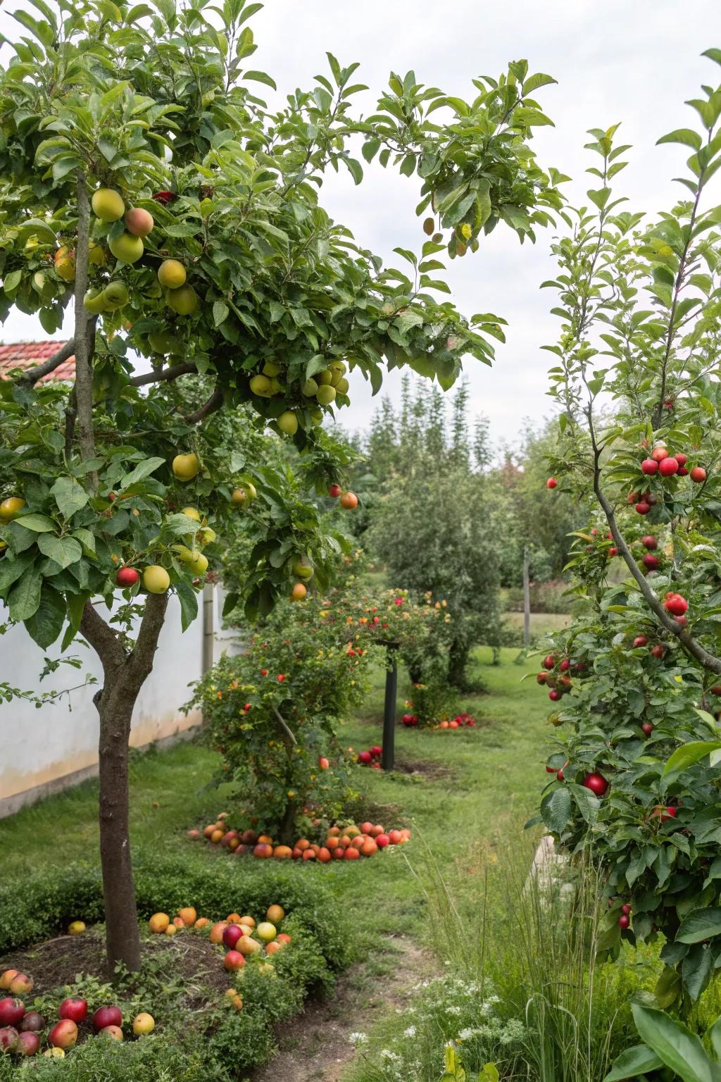 High-density fruit trees maximizing limited garden space