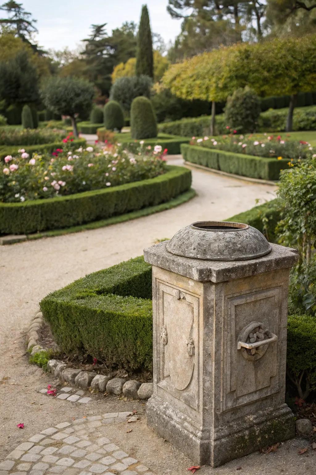Stone or brick enclosures offer a durable, classic solution.