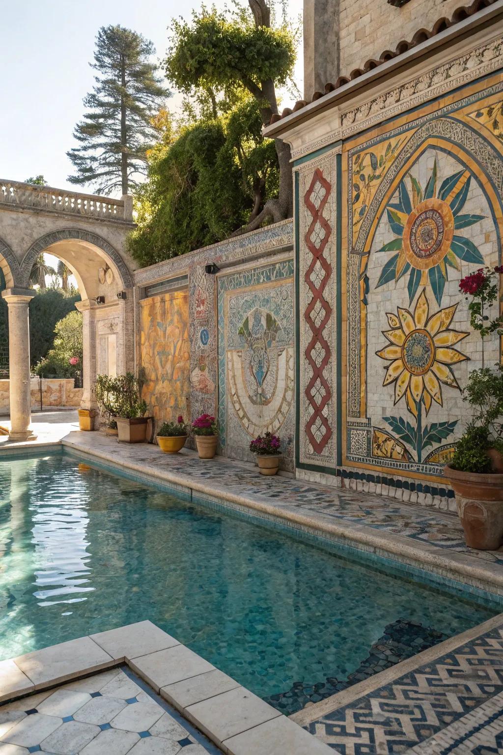 Infuse artistry with vibrant mosaic tile accents.