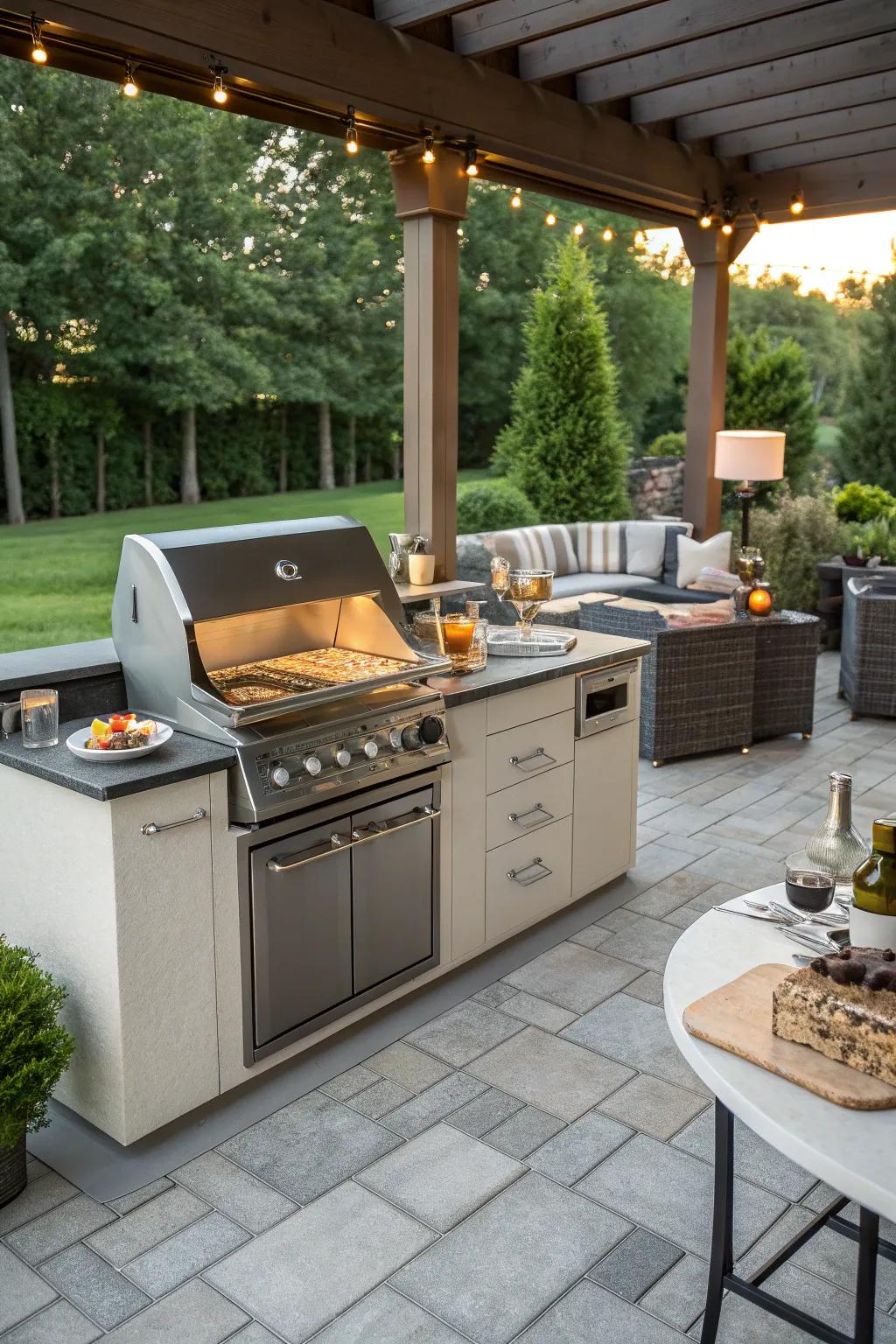 Outdoor kitchen setup on a patio