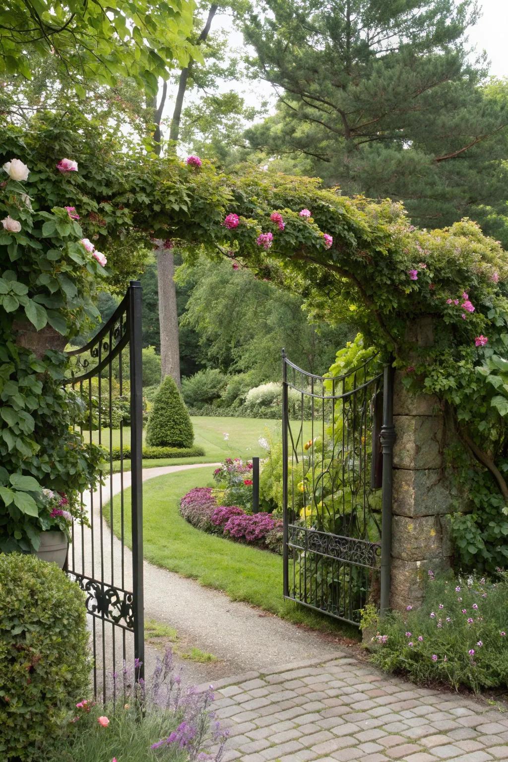 A touch of nature with a living plant gate.