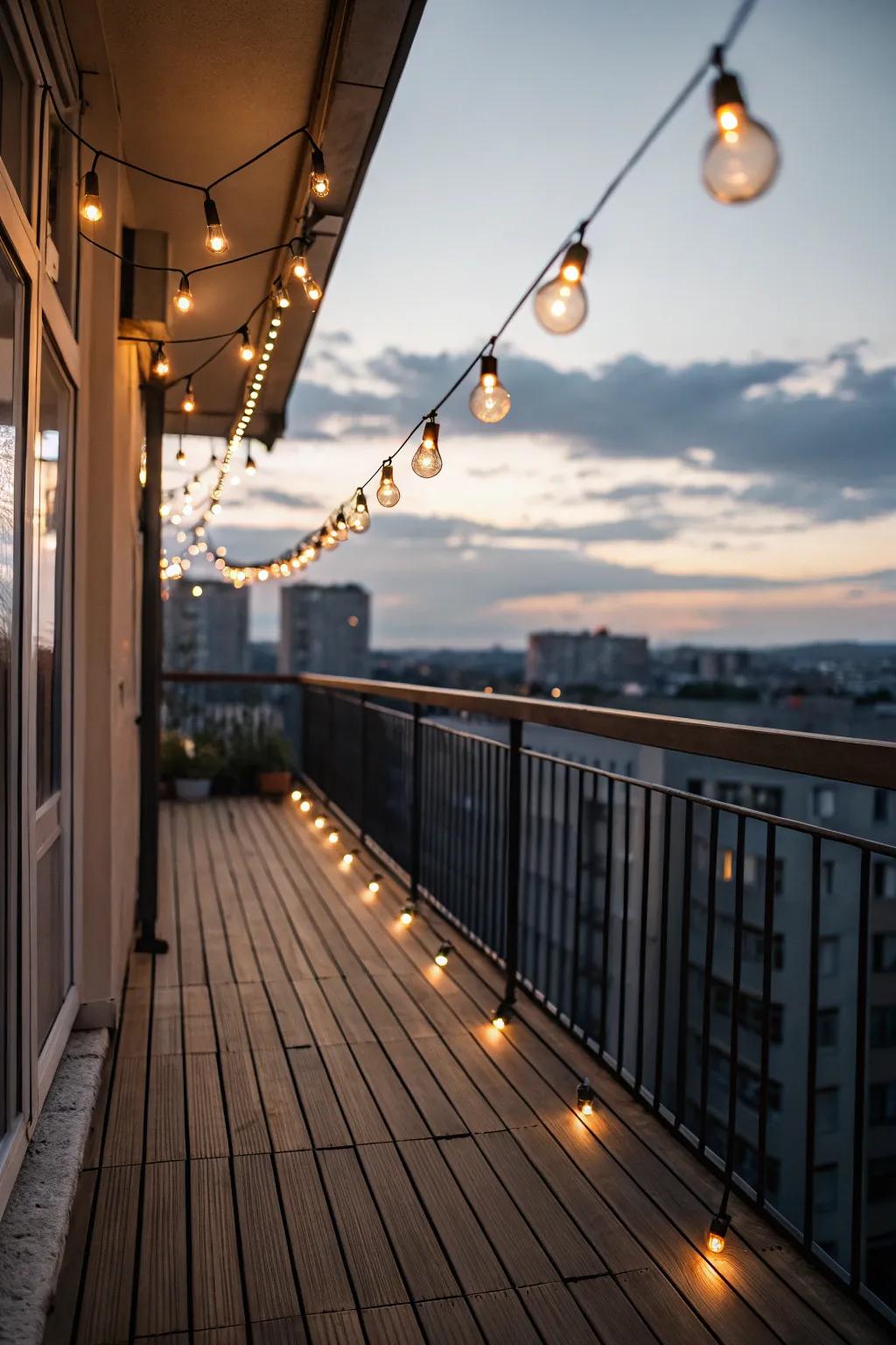 String lights add a magical touch to evening settings.