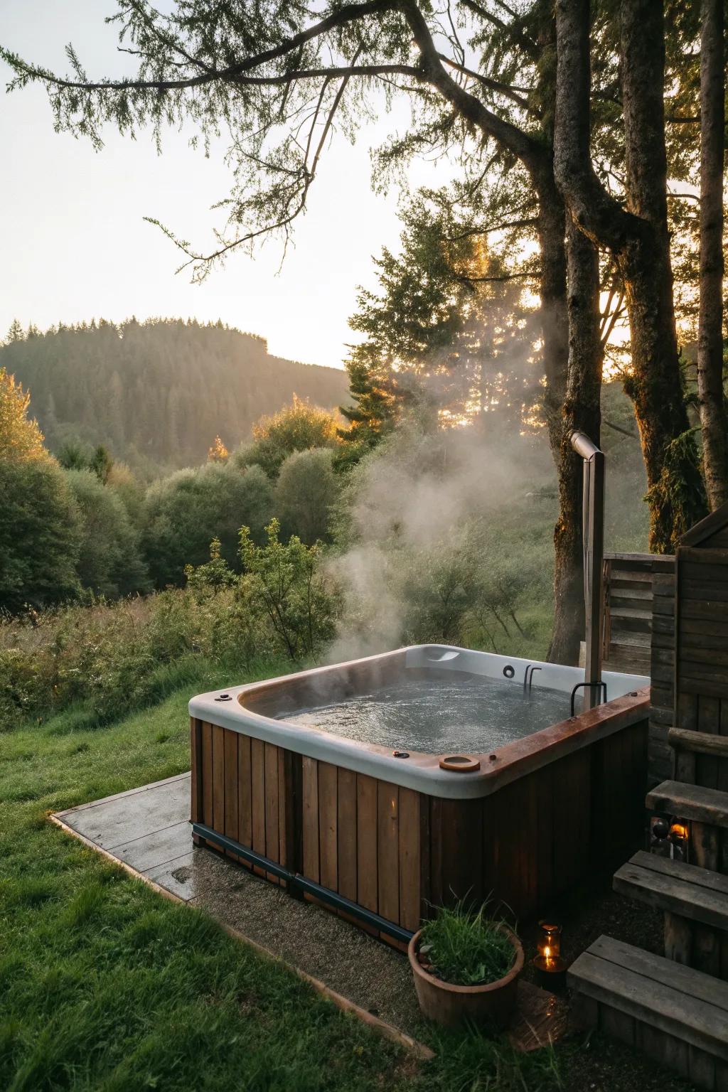 A charming jacuzzi with an eco-friendly wood-fired heater