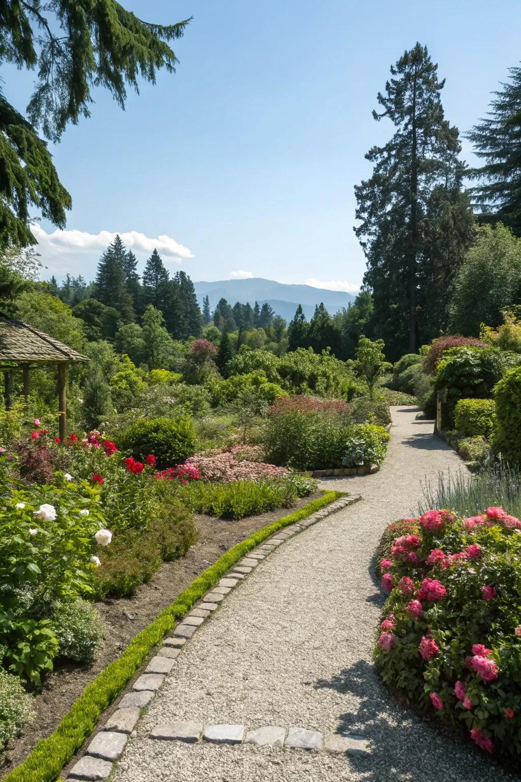 Gravel and pebbles offer a stylish, low-maintenance ground cover.