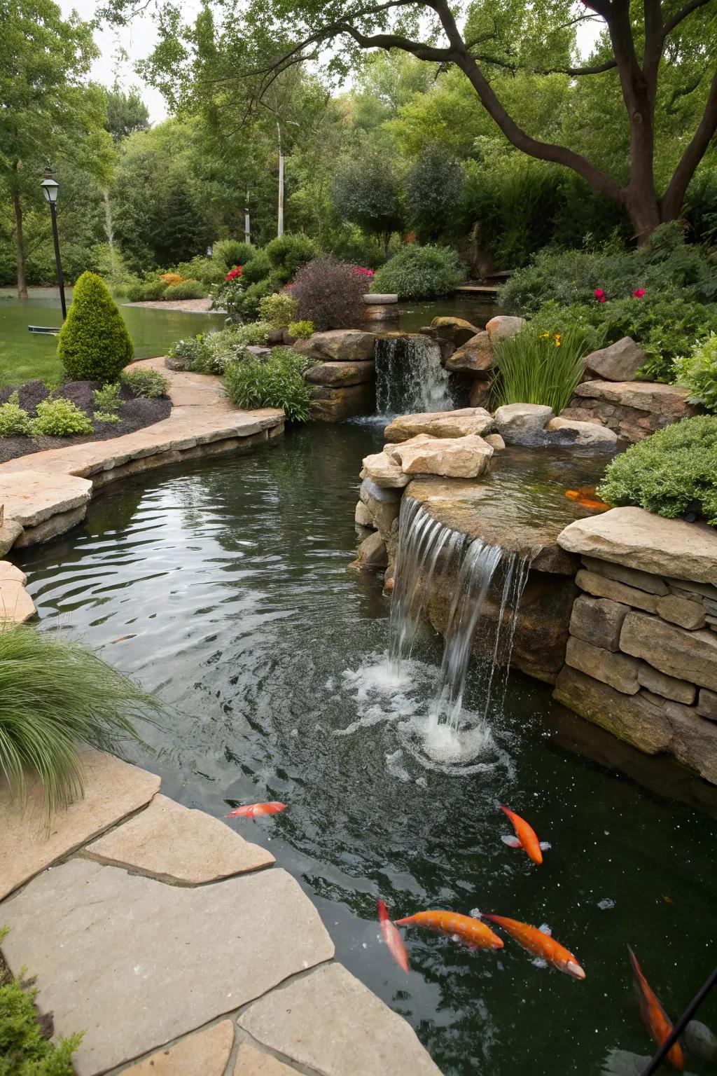 Natural edges help your koi pond blend beautifully with its surroundings.