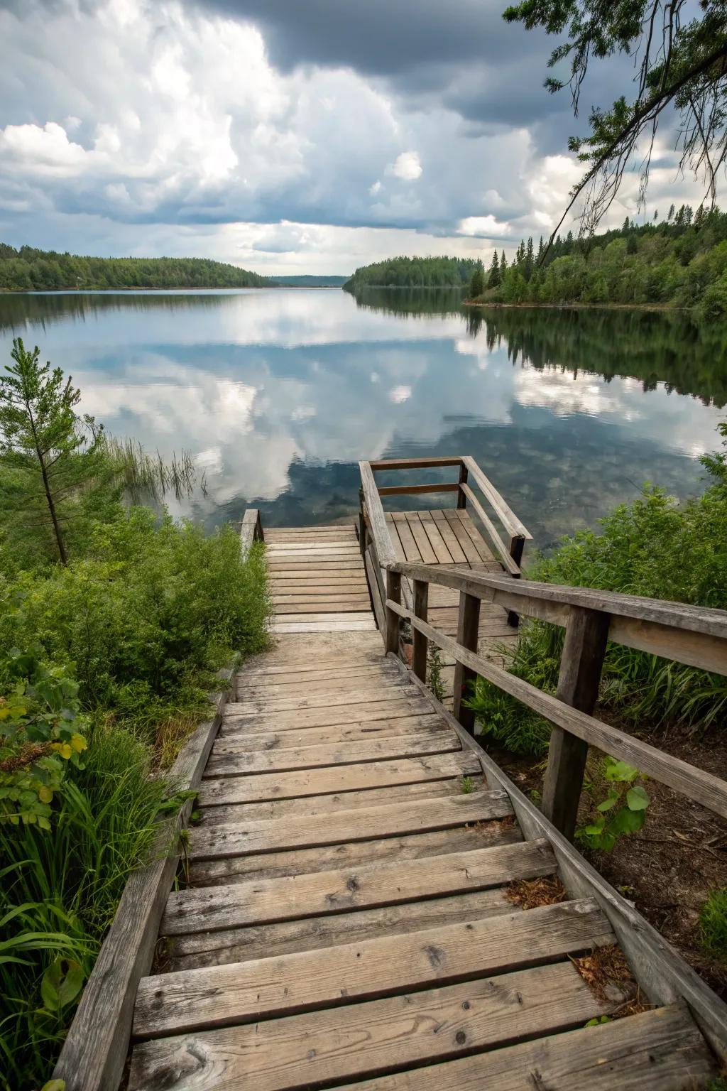 Steps to the water offer easy access to the lake.