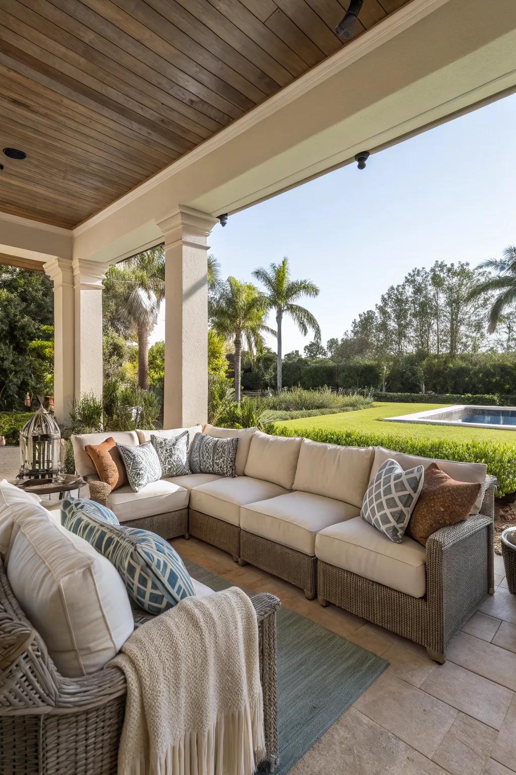 A sectional sofa provides versatile seating options.