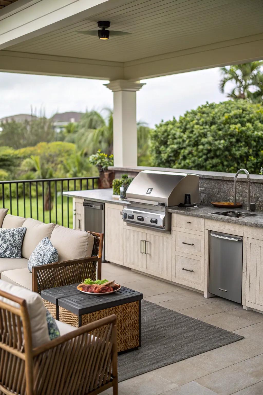 An outdoor kitchen makes entertaining a breeze.