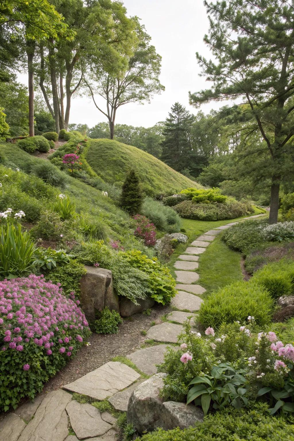 Natural berms add elevation and dynamic interest to your garden.