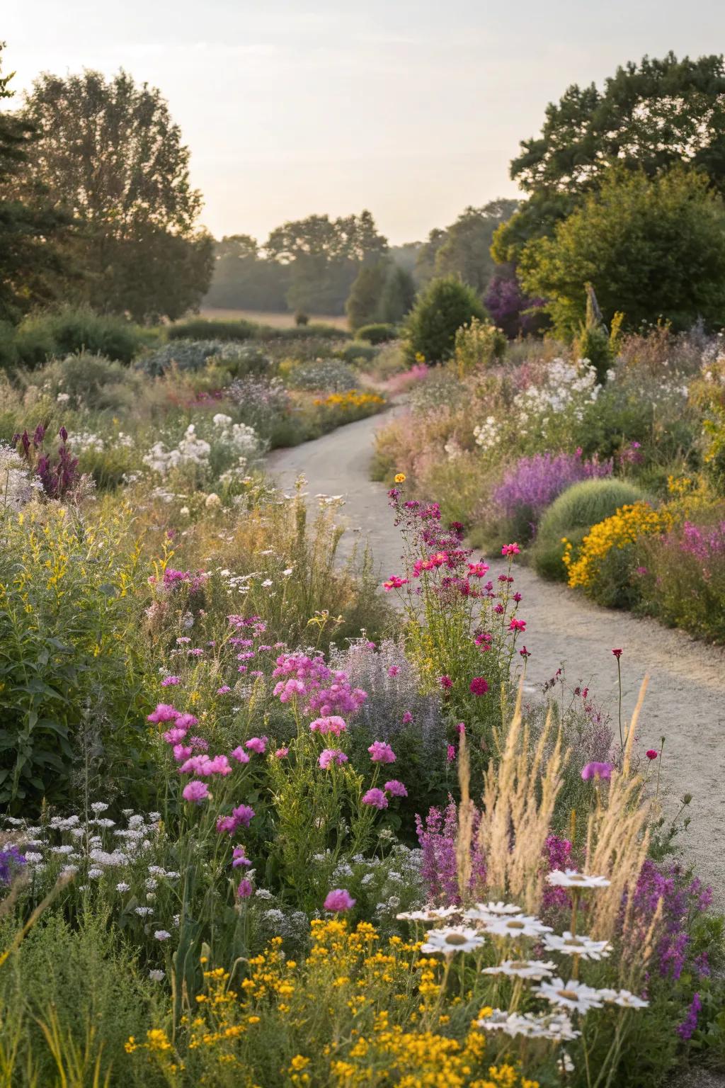 A colorful wildflower meadow that adds whimsy and attracts wildlife.