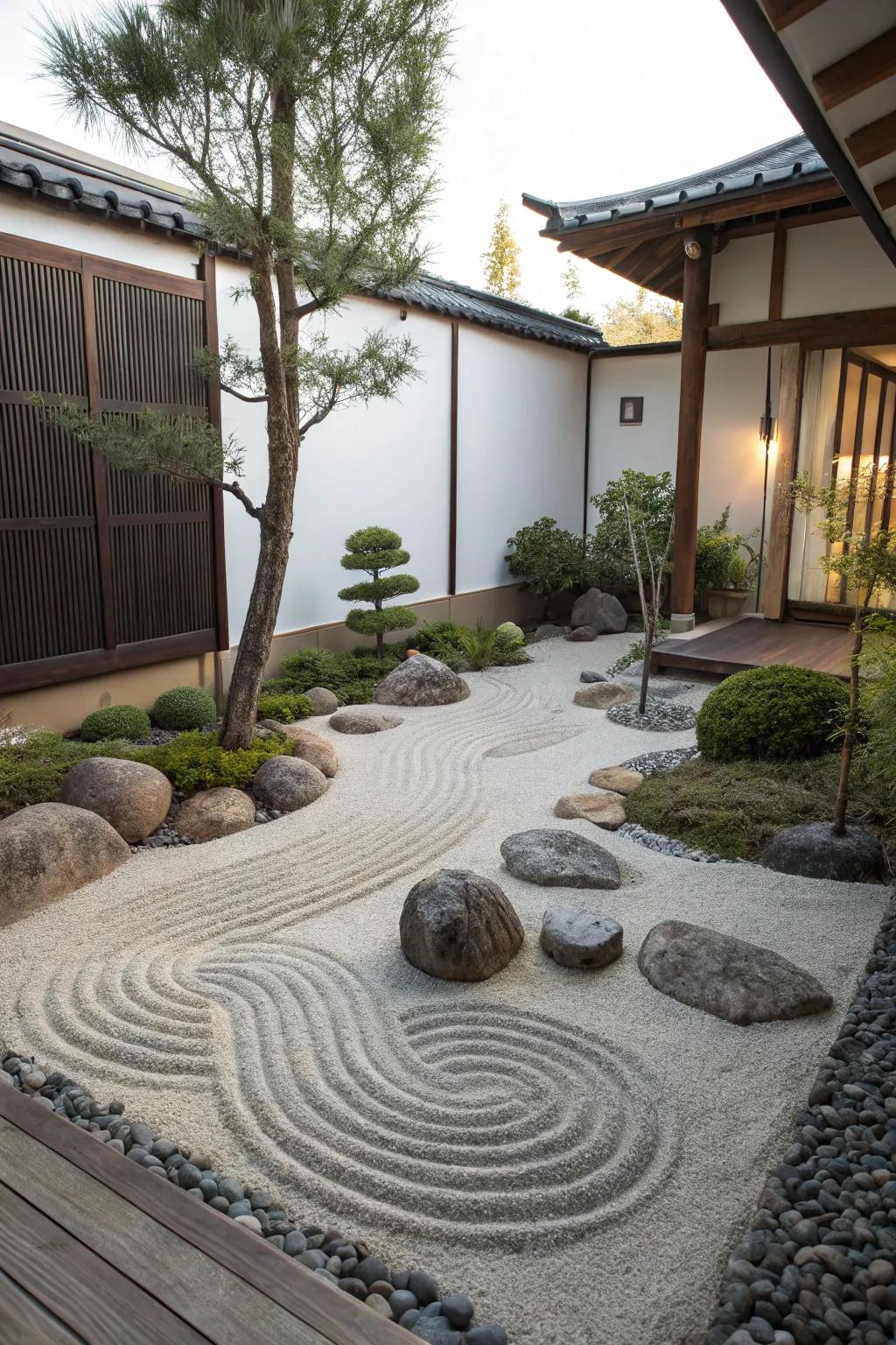 A serene Zen garden offering a peaceful retreat.