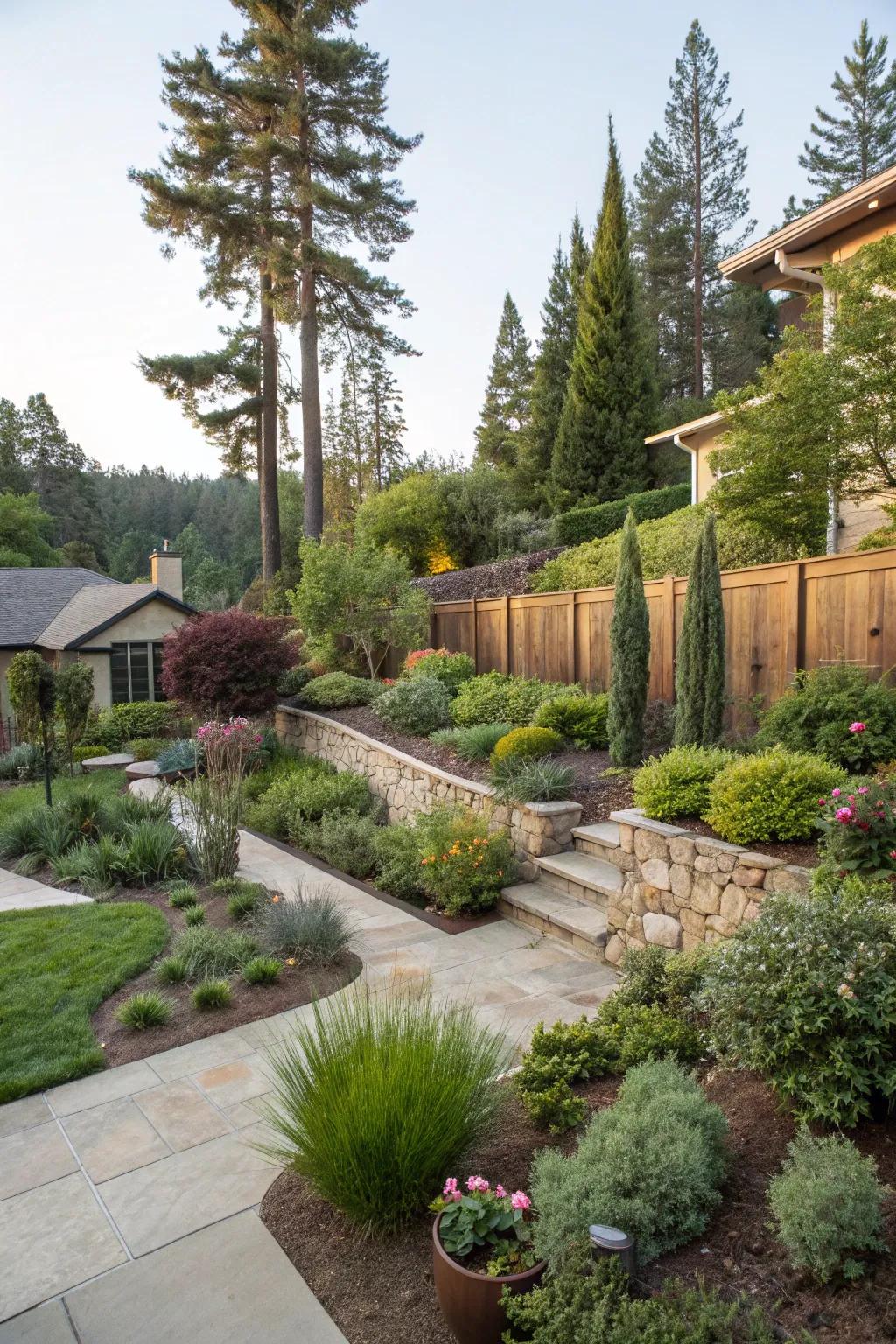 Add dimension to your lawn with layered landscaping.