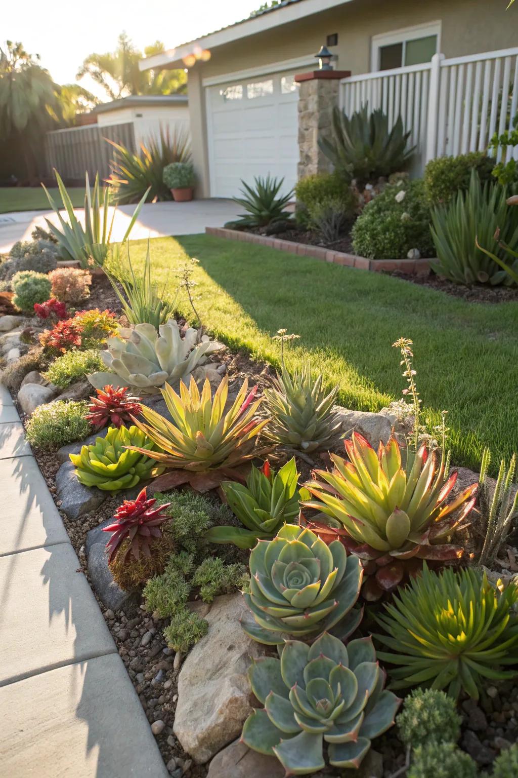 Succulents offer unique texture and thrive in full sun