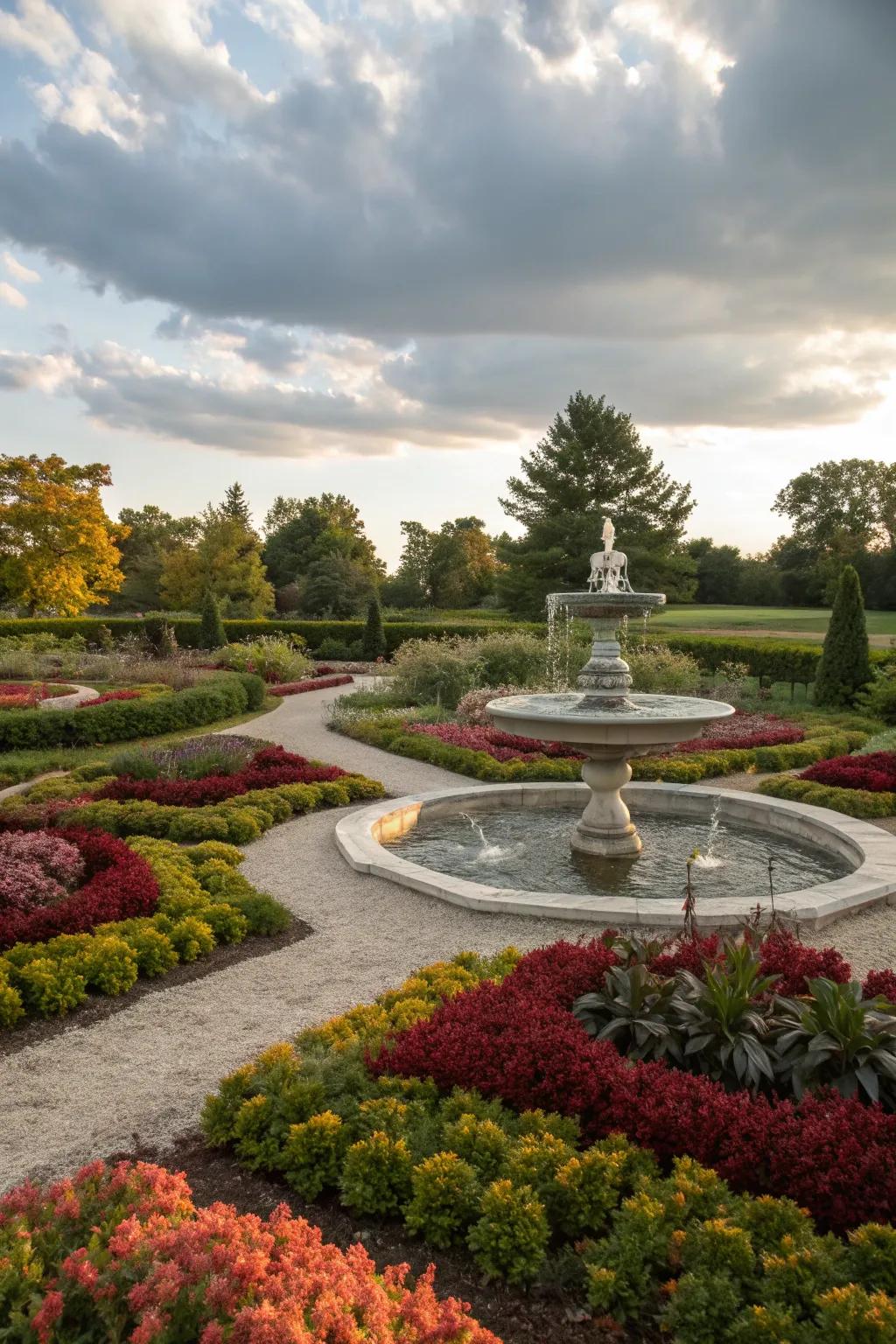 Highlighting garden centerpieces with mulch.