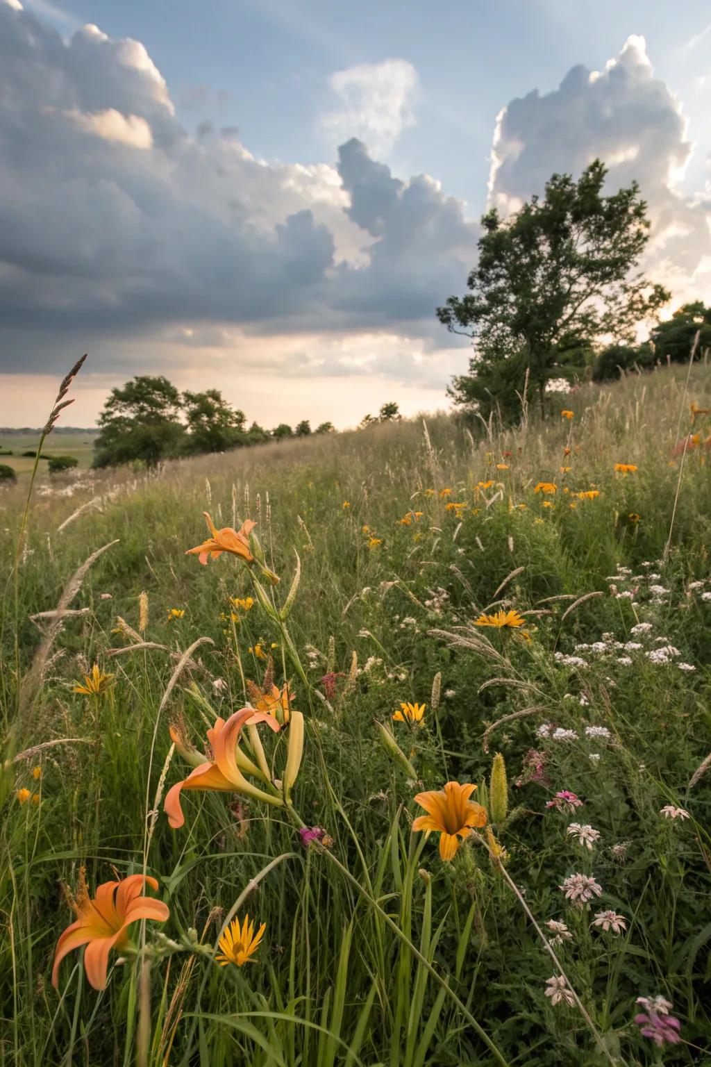 A meadow-inspired daylily landscape.