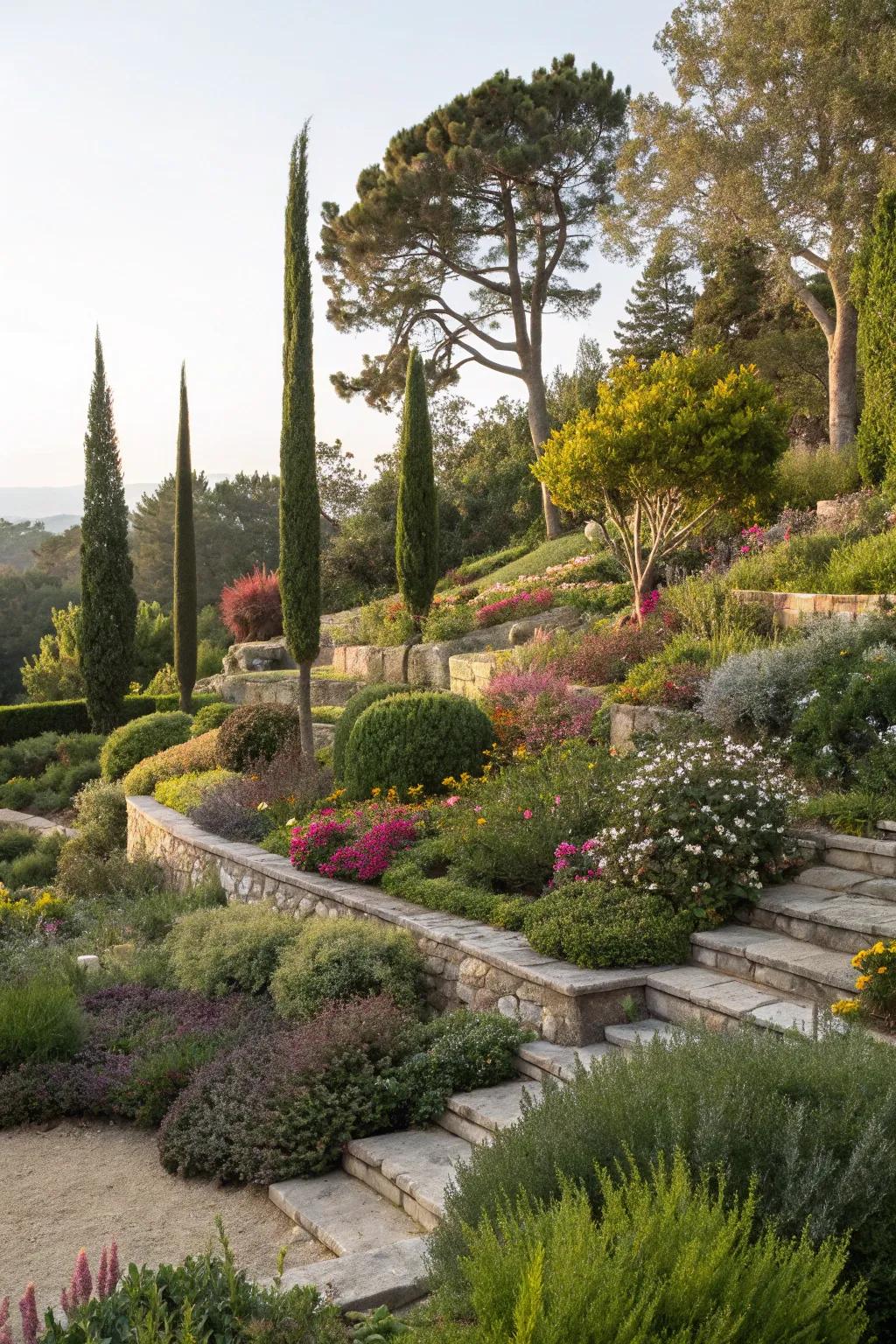 Create visual interest with layered planting.