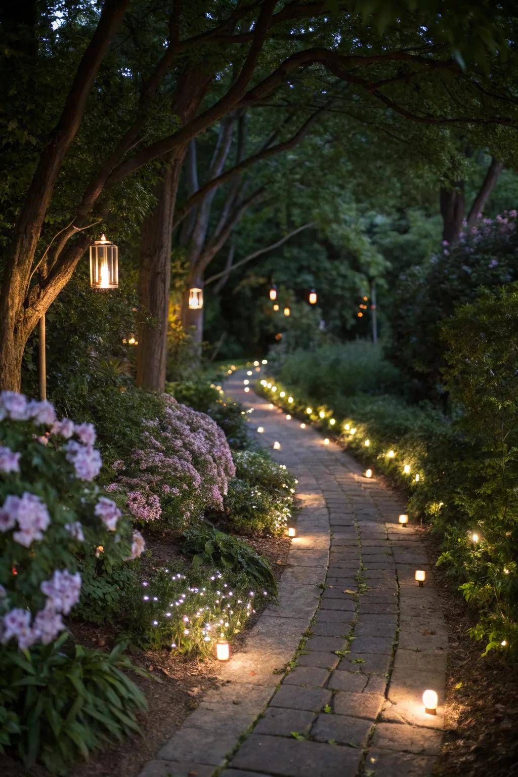 Light your way with illuminated pathway lights.