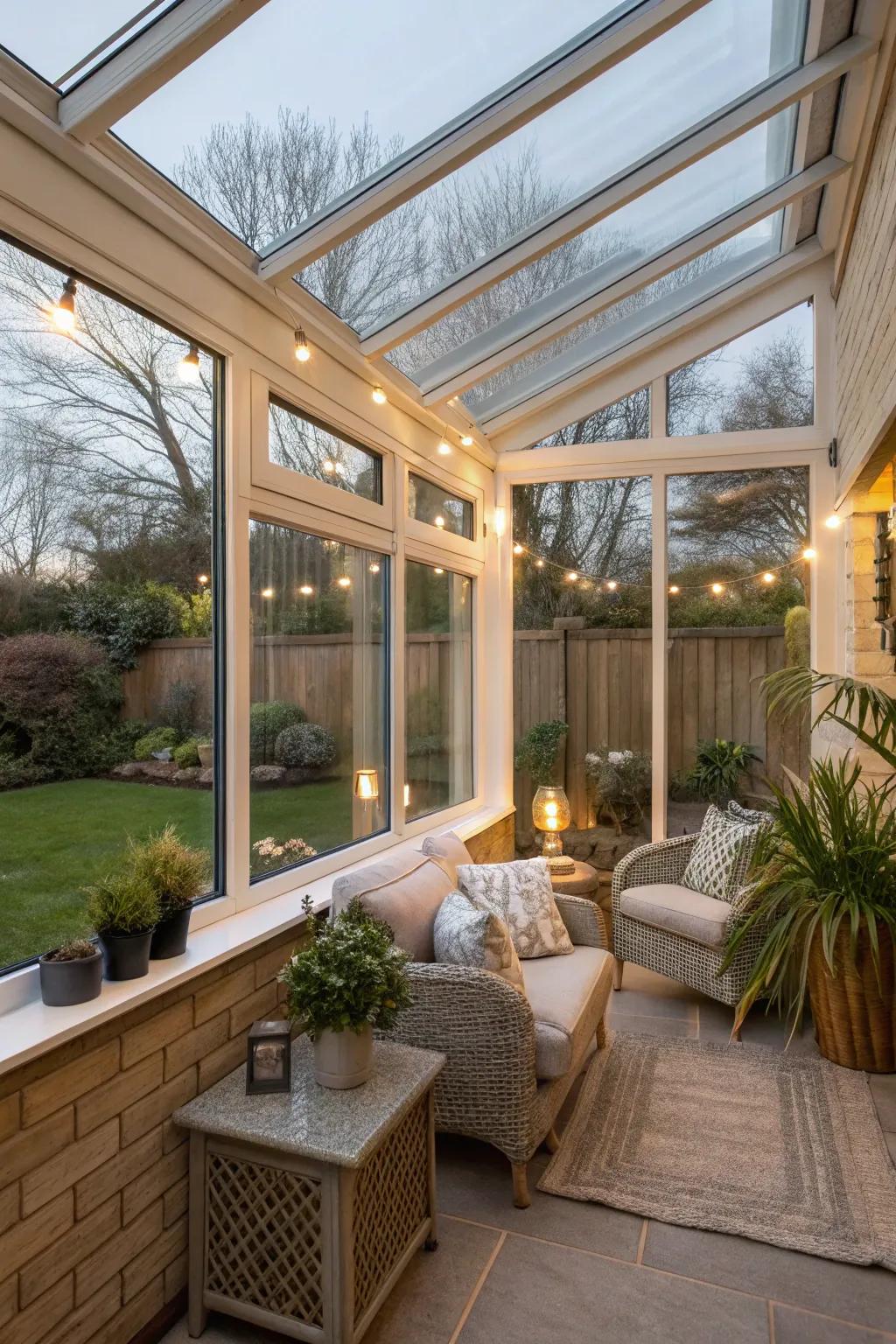 Energy-efficient glazing keeps this conservatory comfortable all year.