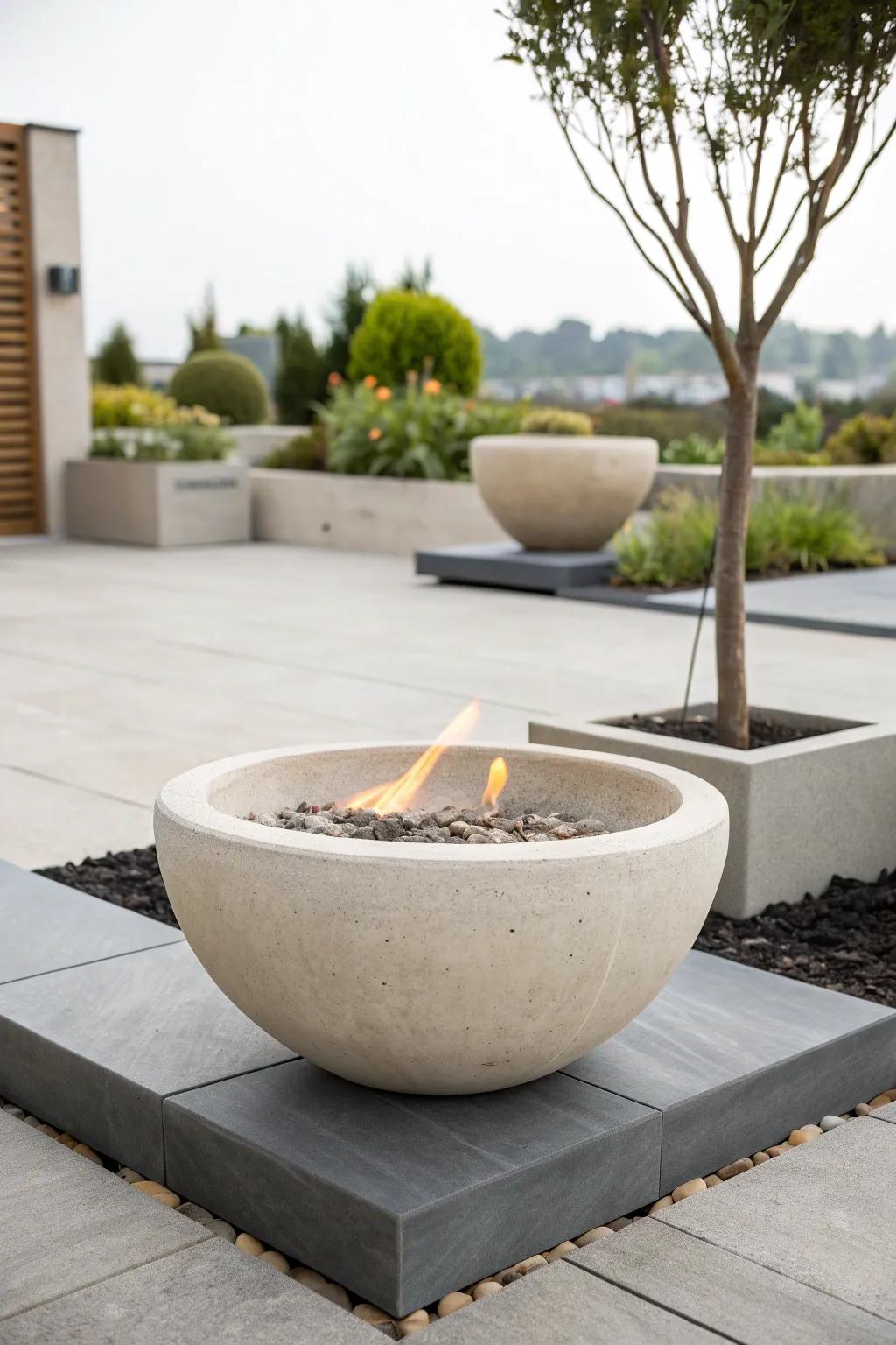 A minimalist fire bowl keeps your outdoor space looking fresh.