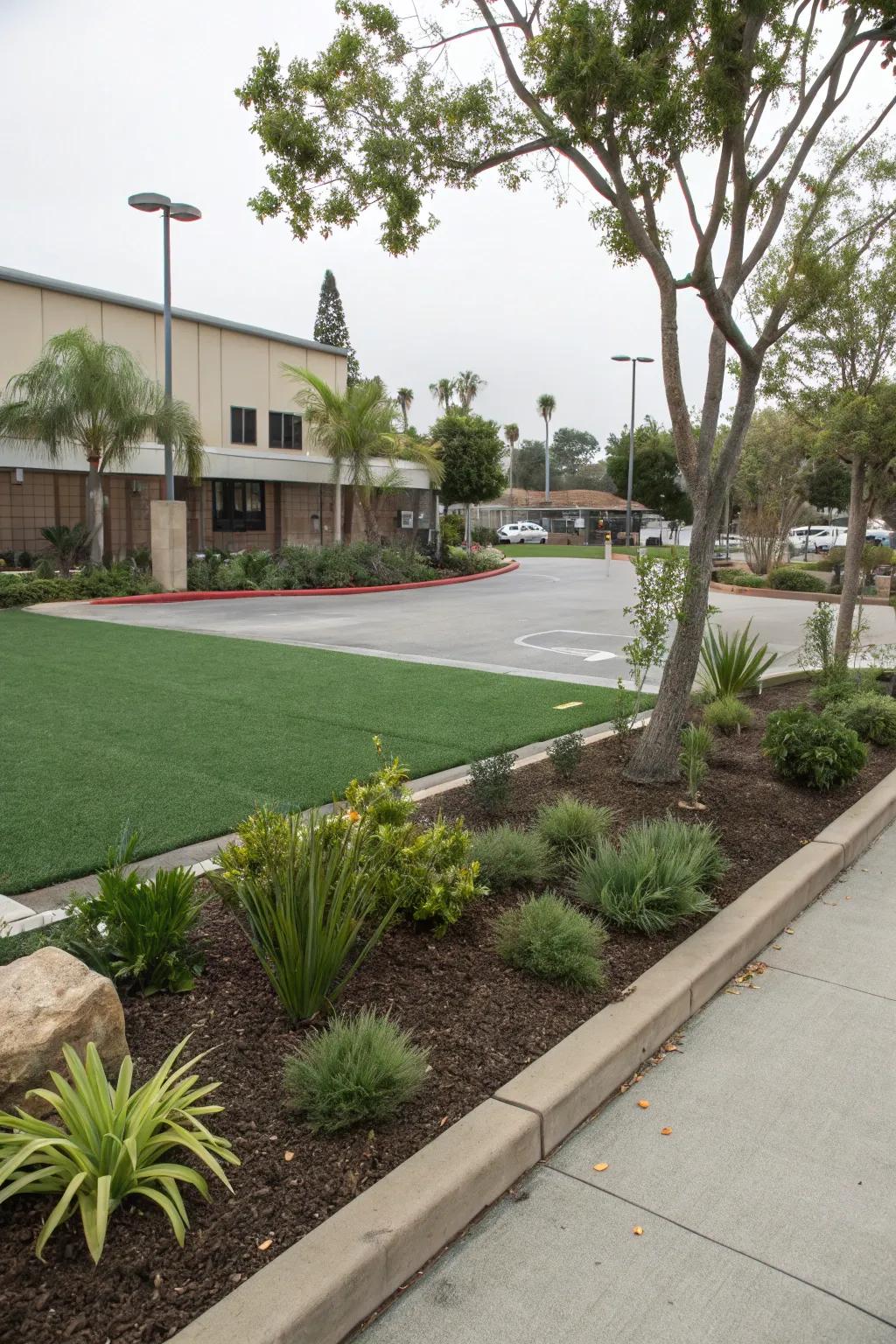 Artificial turf offers a lush look with zero maintenance.