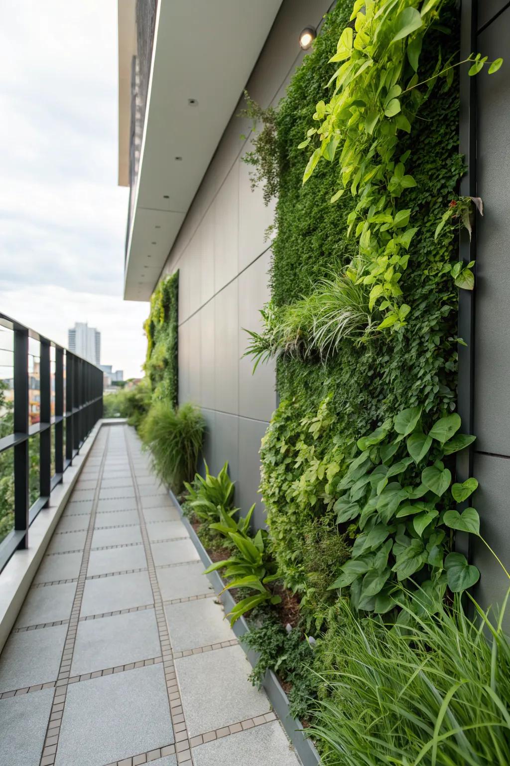 A space-saving vertical garden with thriving plants.