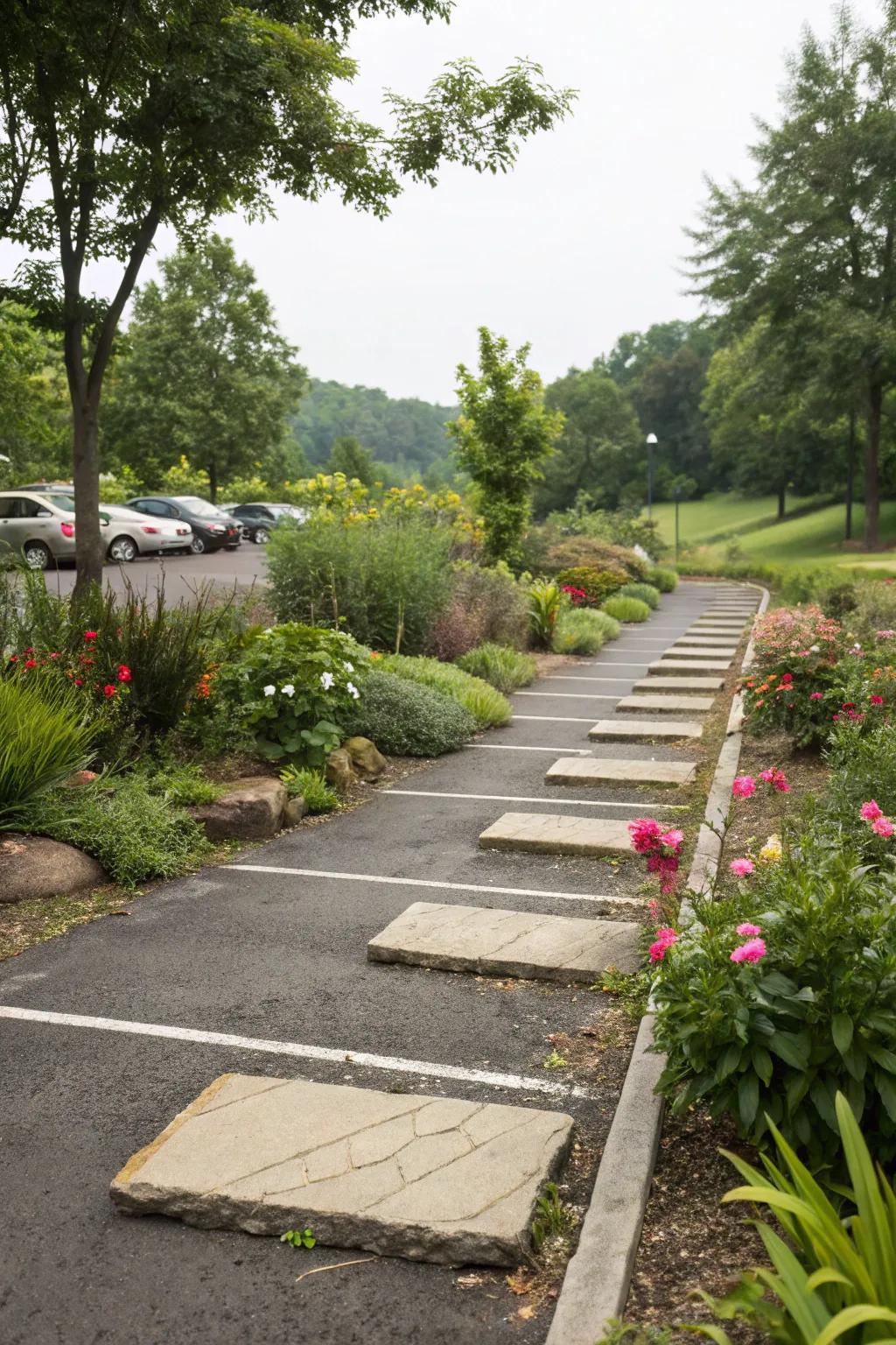Stepping stones protect plants and enhance accessibility.