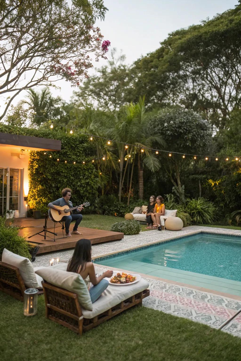 Set the mood with live music and summer vibes.