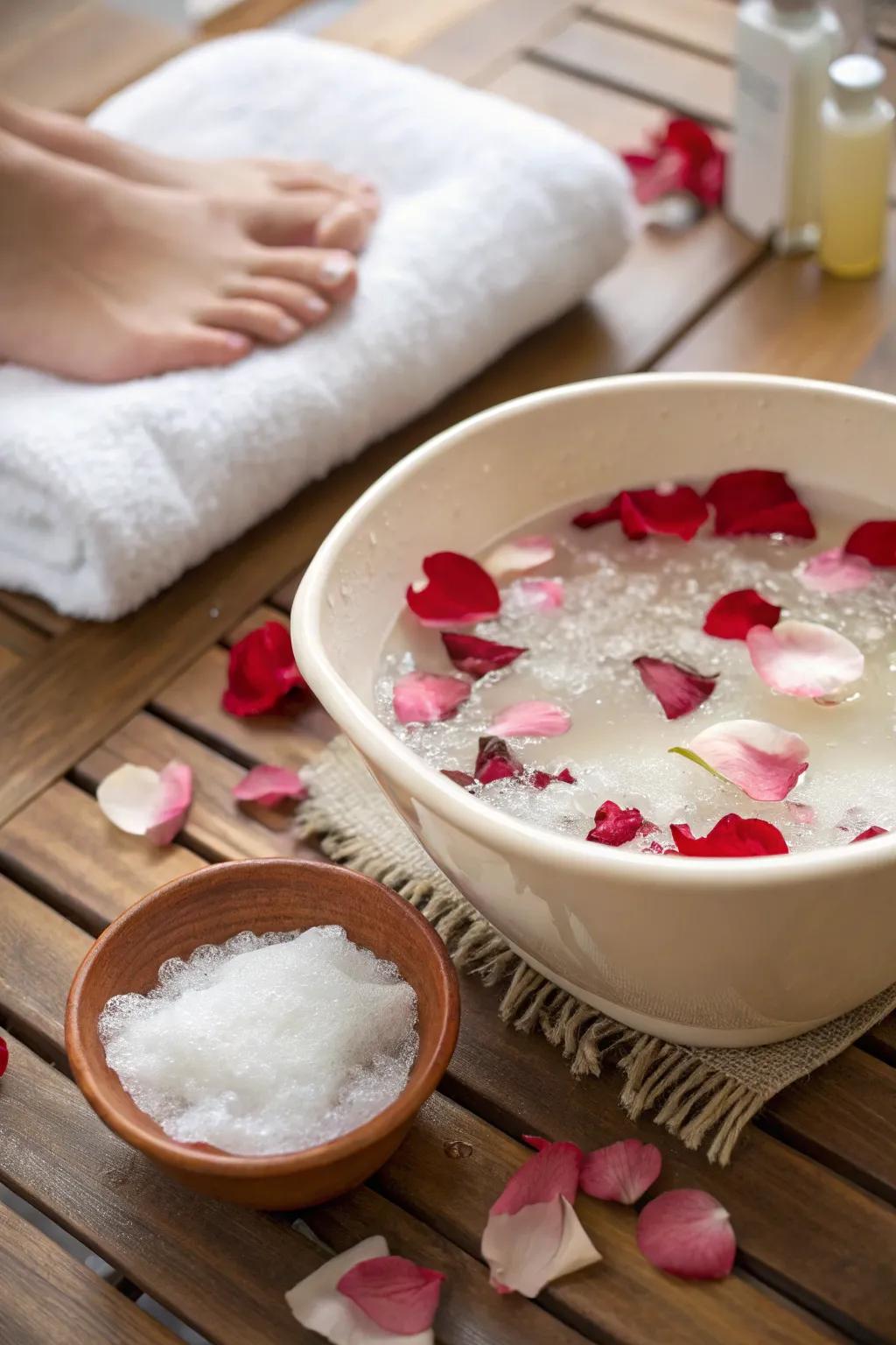 A foot spa station is a delightful treat for tired feet.