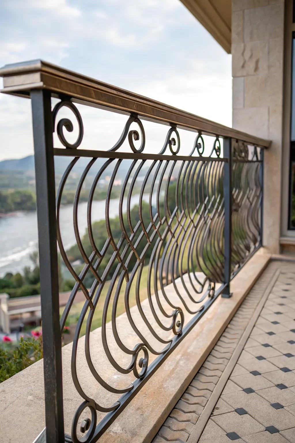 Curved balcony grill, offering elegance and unique visual appeal.