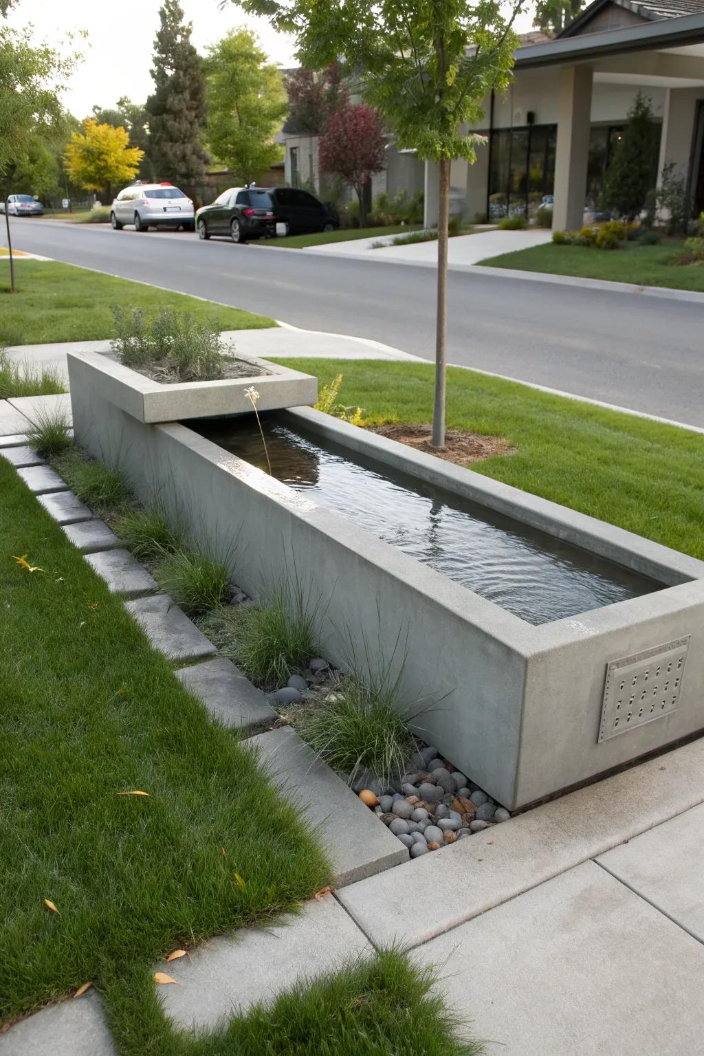 Concrete water features add elegance and tranquility to your yard.