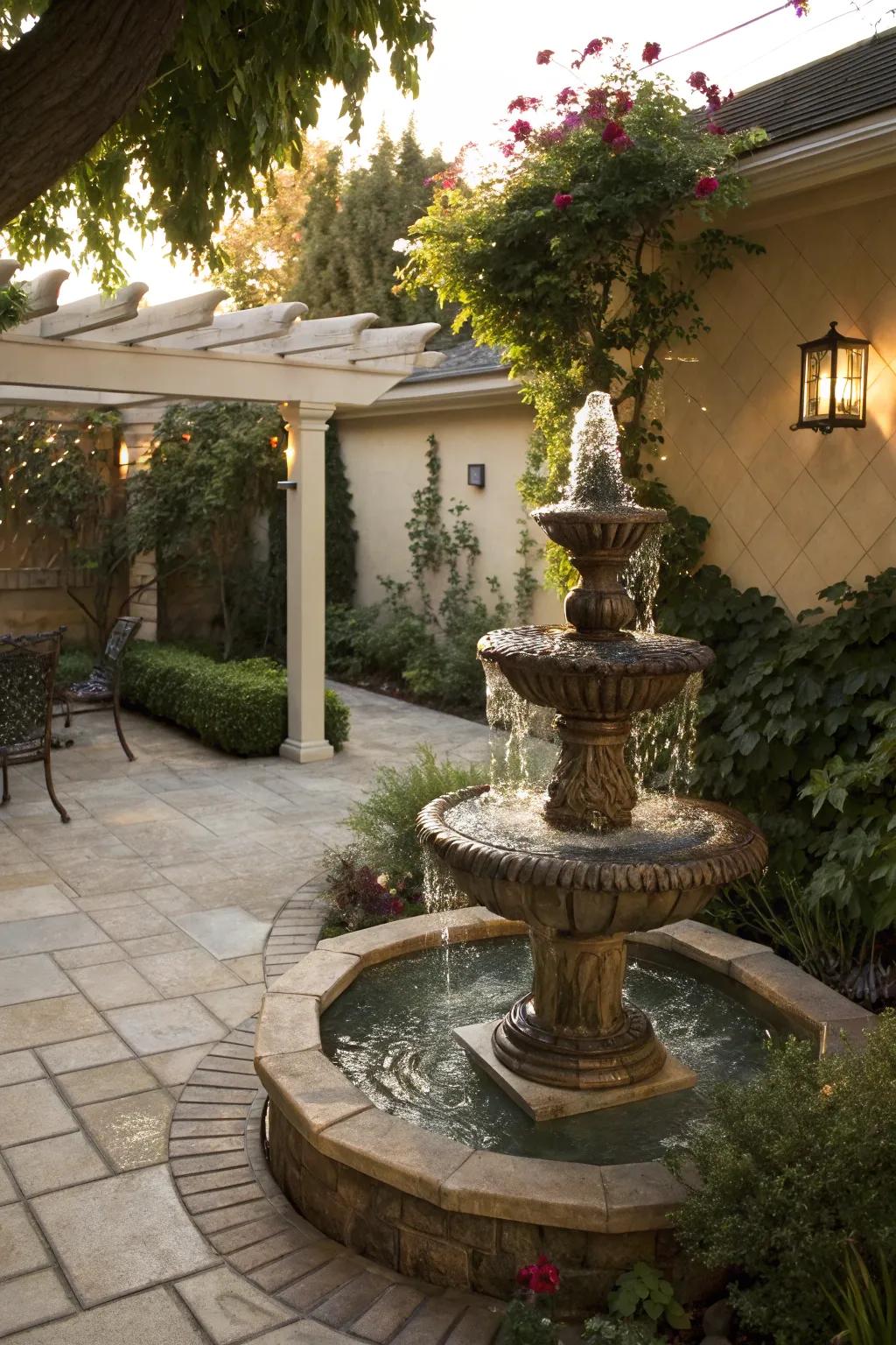 Water features add a relaxing auditory element to your space.