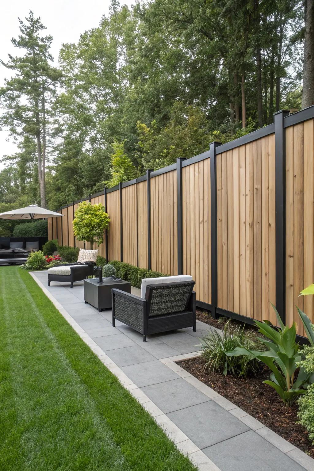 Two-tone fences create visual interest and depth.
