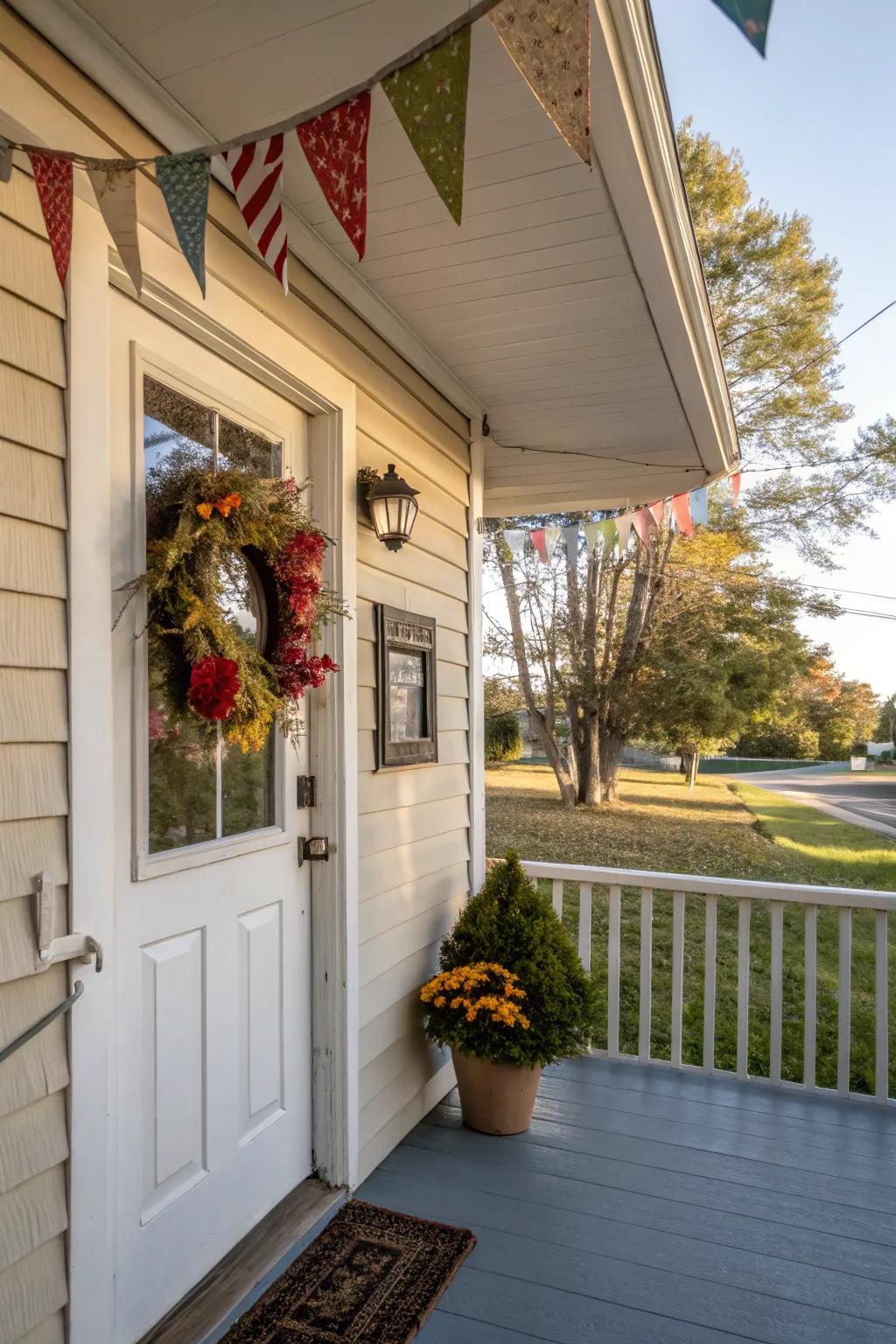Seasonal decor adds a personal touch to this welcoming porch.