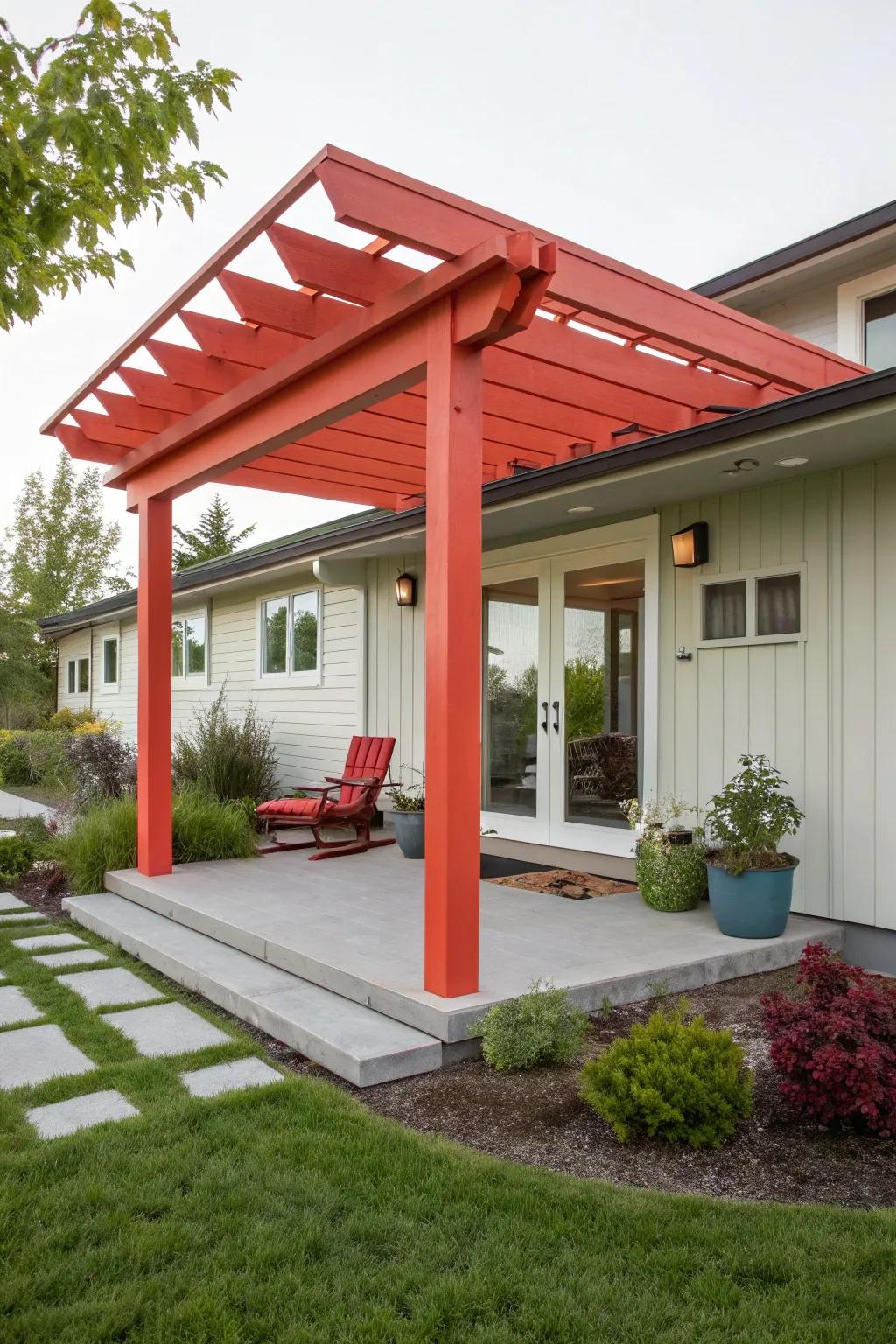 Make a statement with a bold-colored pergola.
