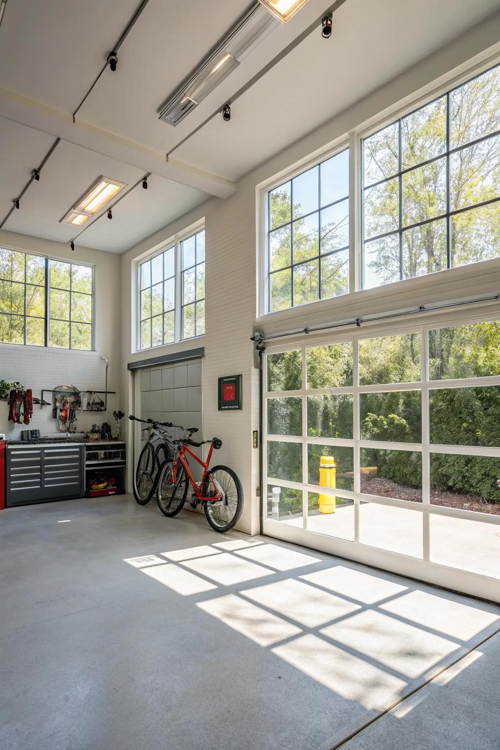 Natural light transforms your garage into a sunny sanctuary.