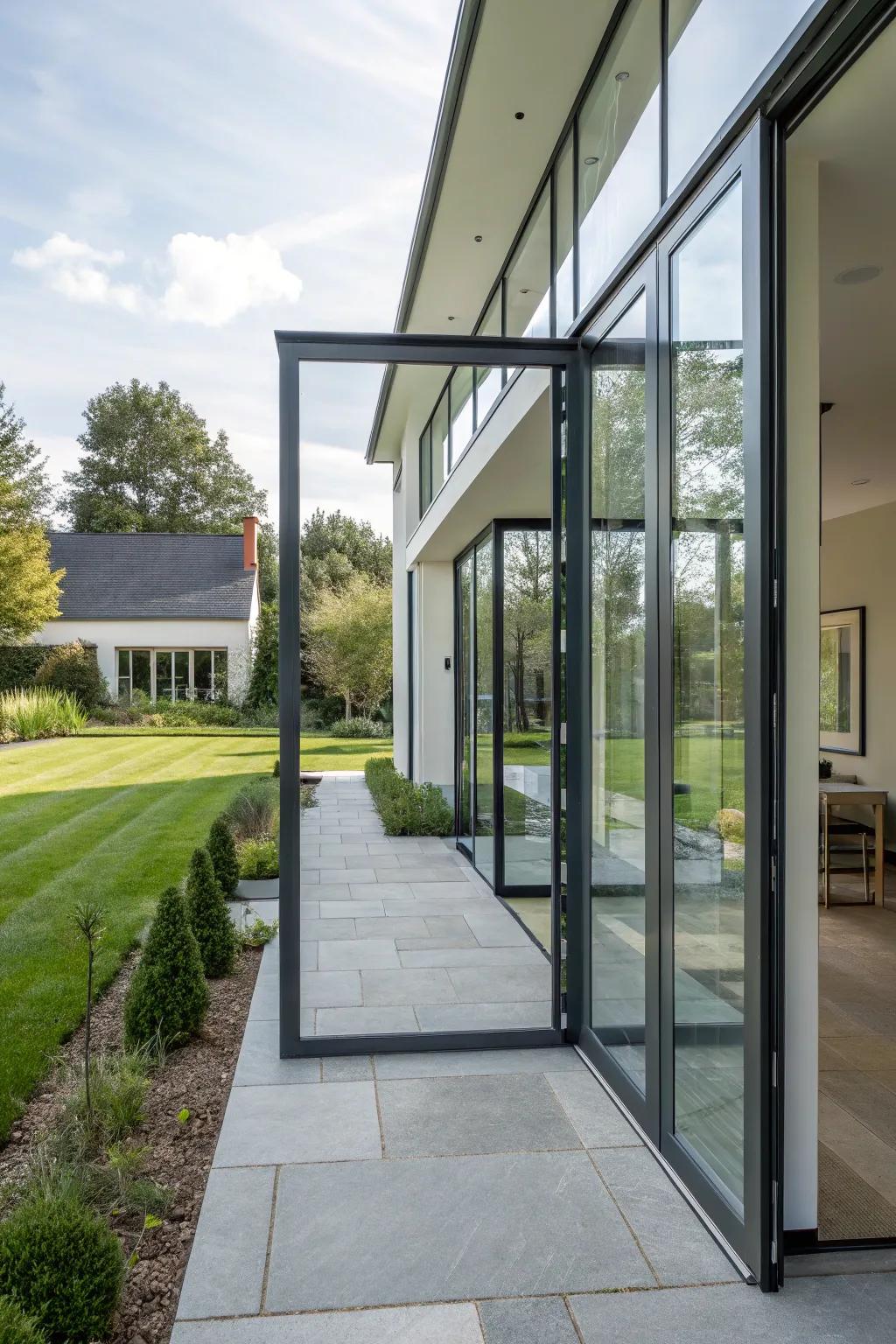 Open and airy entrance with glass features.