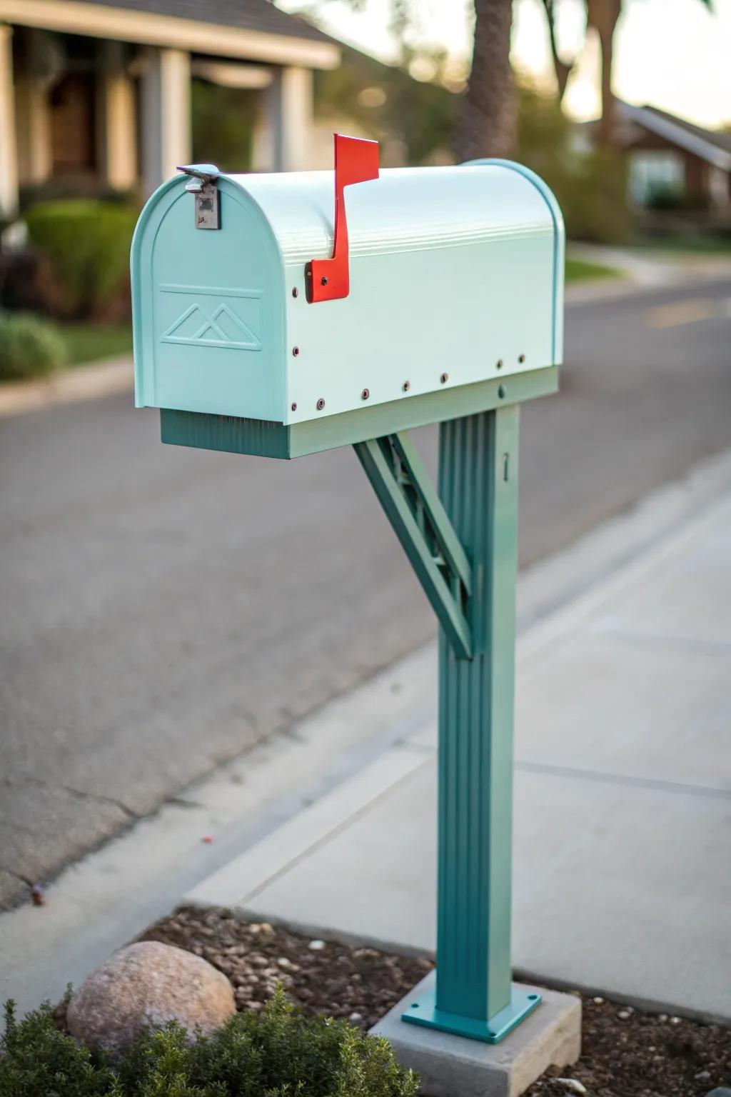 Mid-century modern vibes bring a fresh look to this mailbox post.