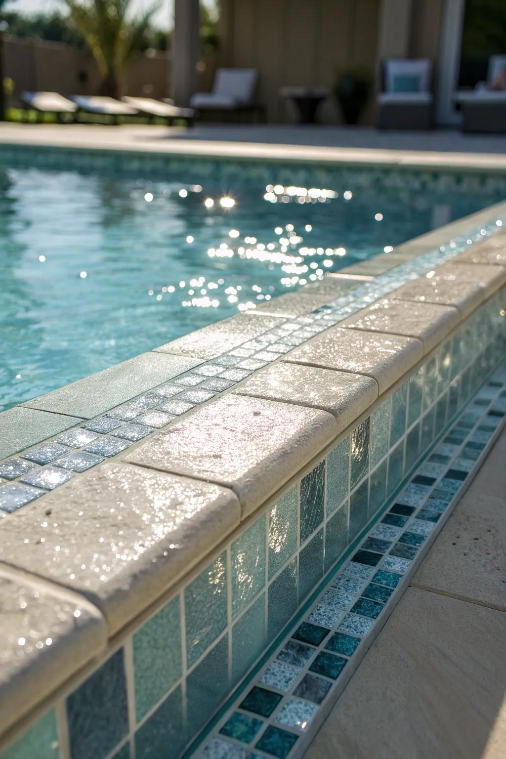 Glass tile accents add a unique sparkle.