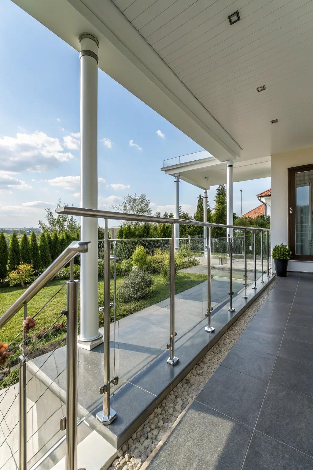 Sleek railings for style and safety.
