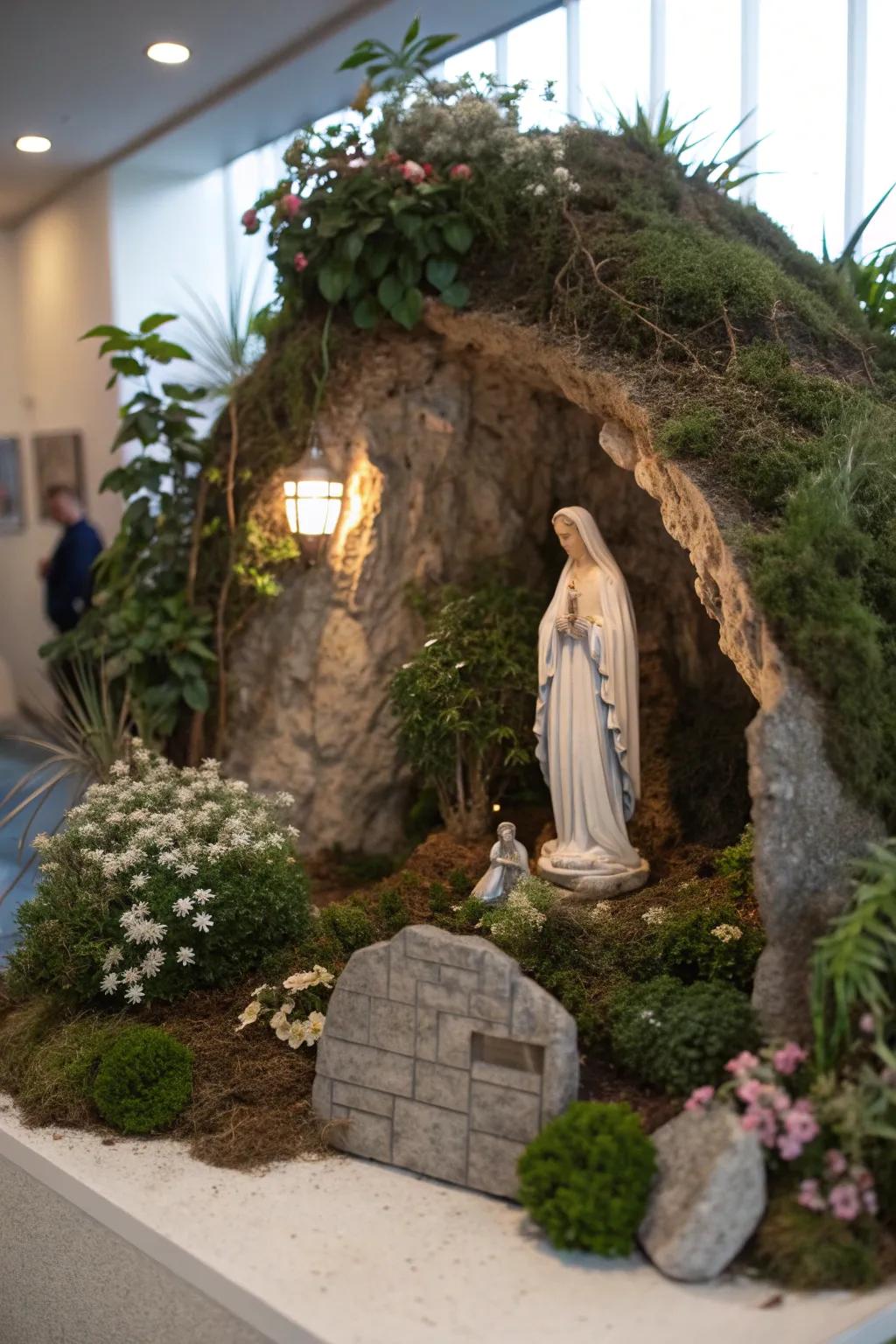 A miniature grotto can bring peace indoors.