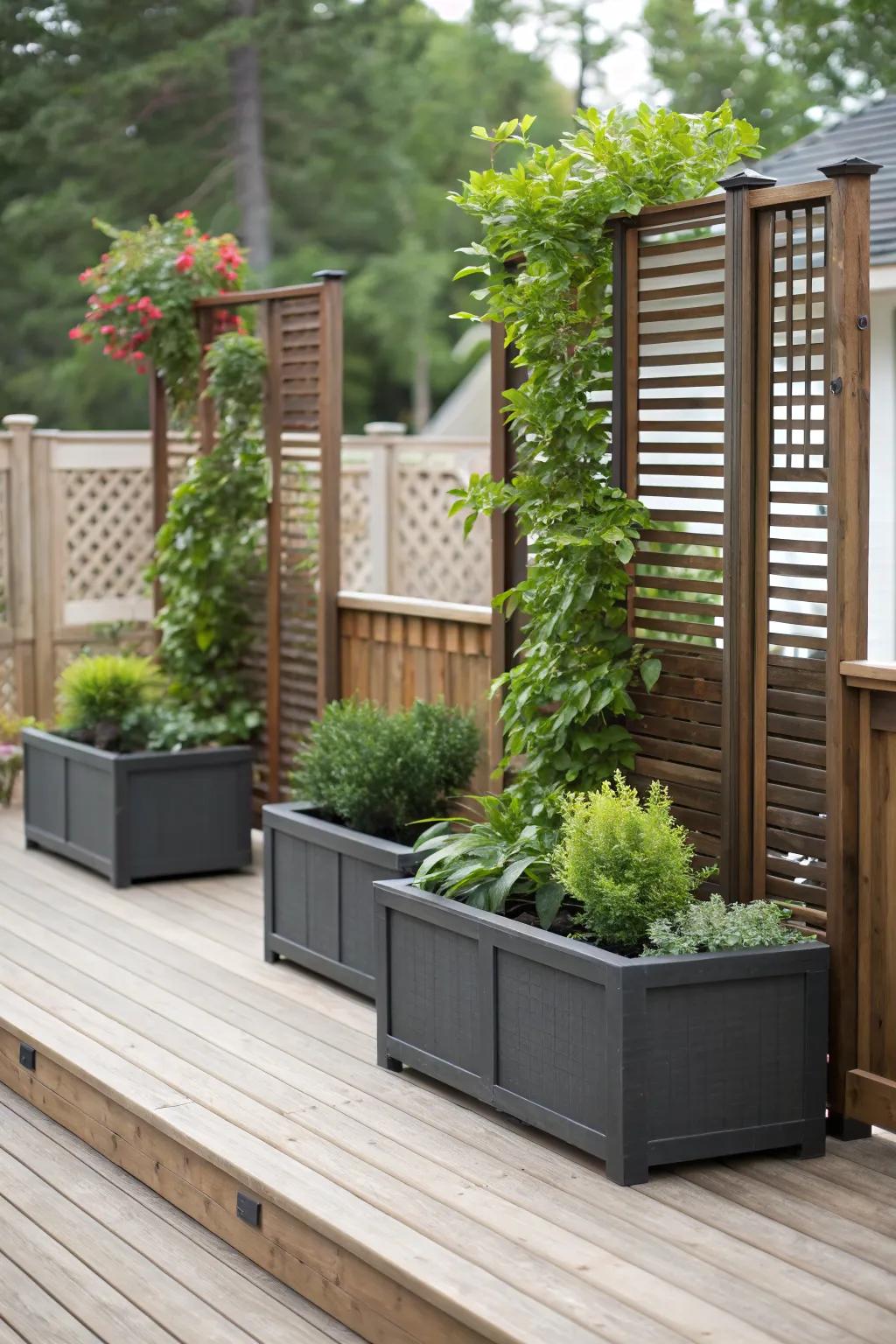 A deck featuring privacy enhancements for a more intimate setting.