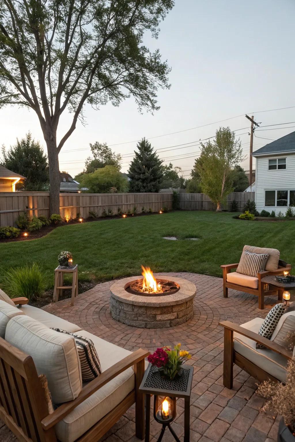 A fire pit provides warmth and a gathering spot for your backyard.