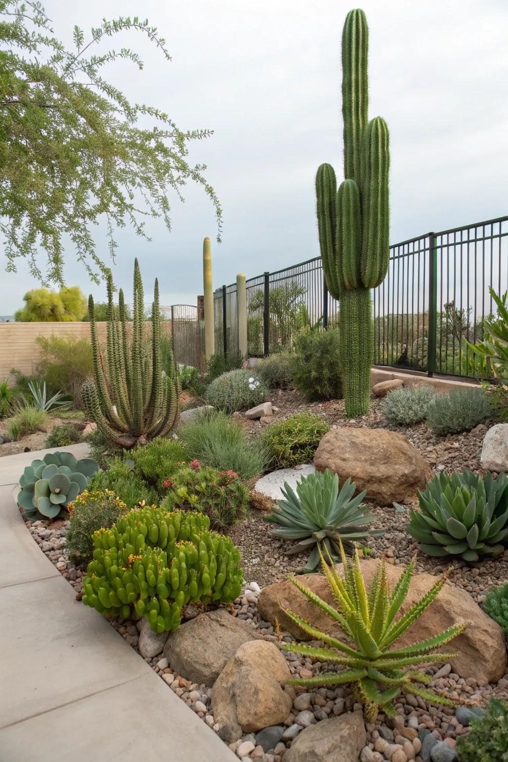 A water-efficient xeriscaped garden that's both practical and beautiful.